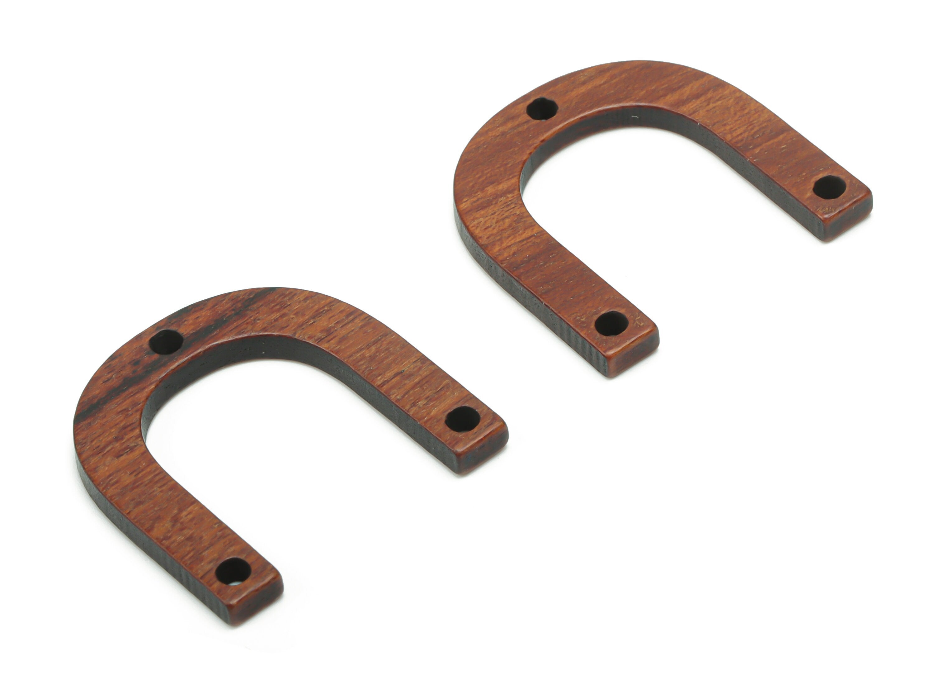 Natural Wooden U Horsehoe Earring Connectors - Resin Arch Charms and Pendant - 3 Holes - Jewelry Making Supplies - 24.59x24.4x2.4mm - BB1139 - DOMEDBAZAAR