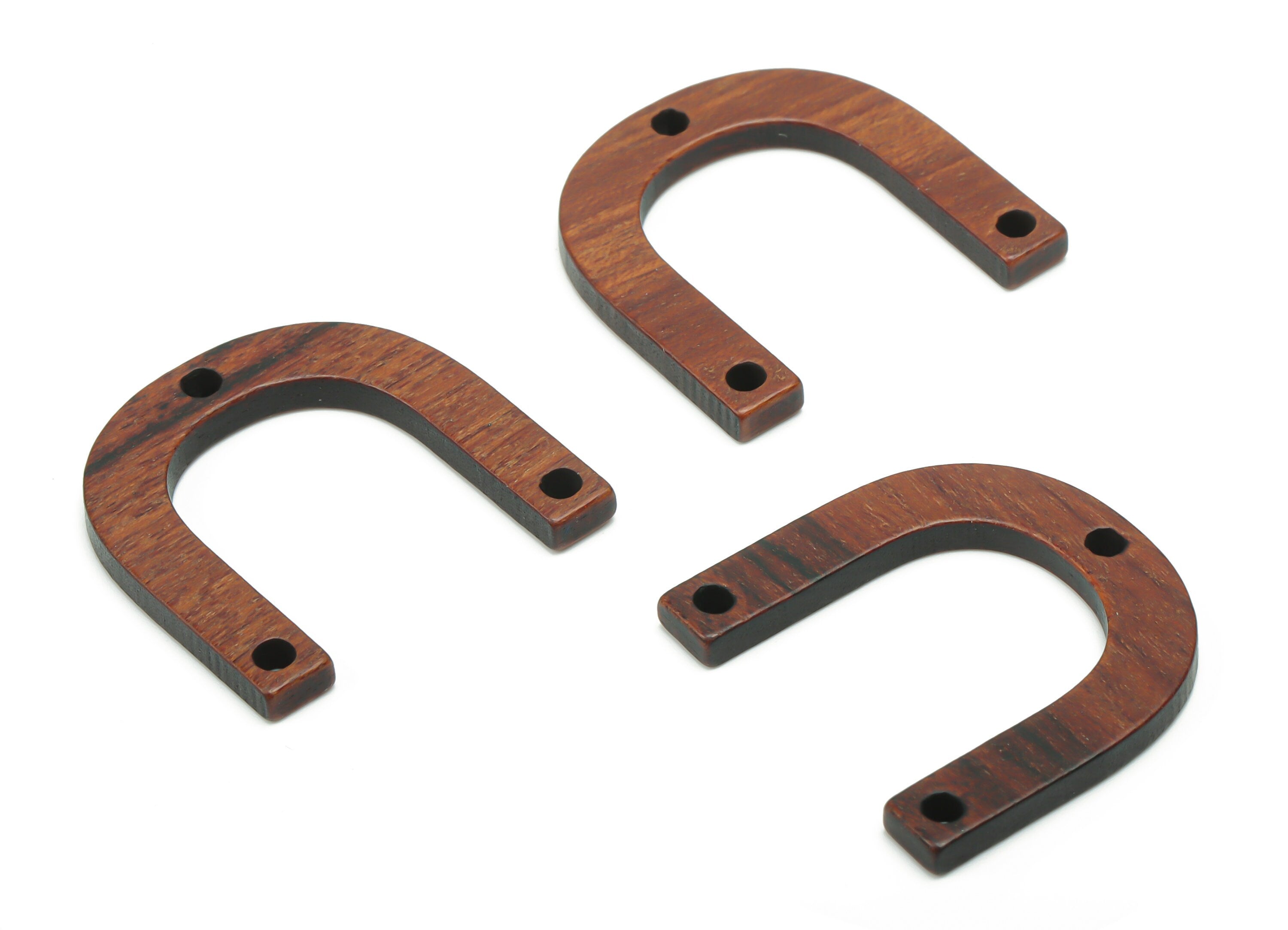 Natural Wooden U Horsehoe Earring Connectors - Resin Arch Charms and Pendant - 3 Holes - Jewelry Making Supplies - 24.59x24.4x2.4mm - BB1139 - DOMEDBAZAAR