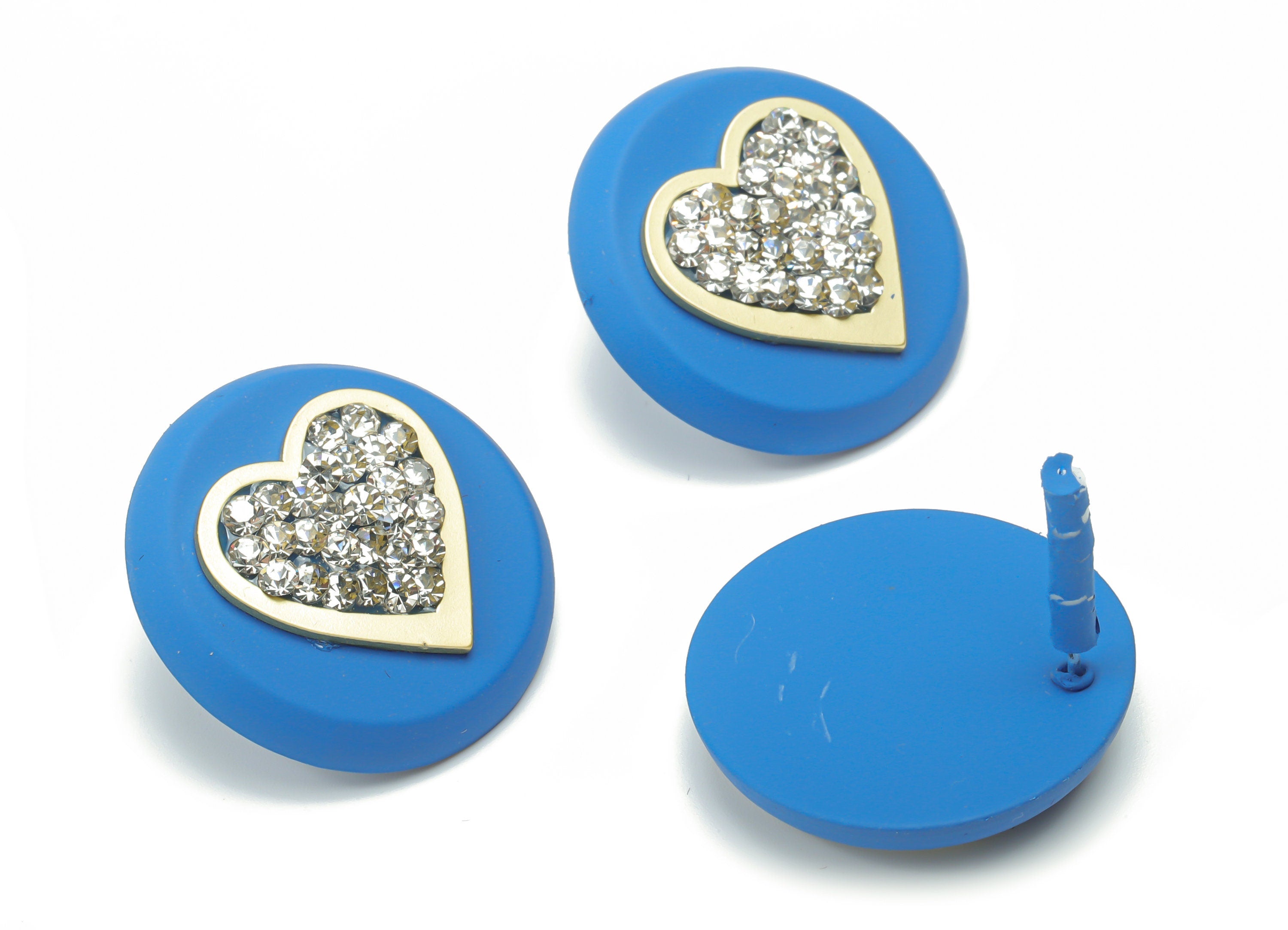 Acrylic Round Earring Stud - Brass Heart Post – Imitation Silver Stud – Czech Glass - Jewelry Making Supplies – 26.83x26.83x5.9mm - AC2383 - DOMEDBAZAAR