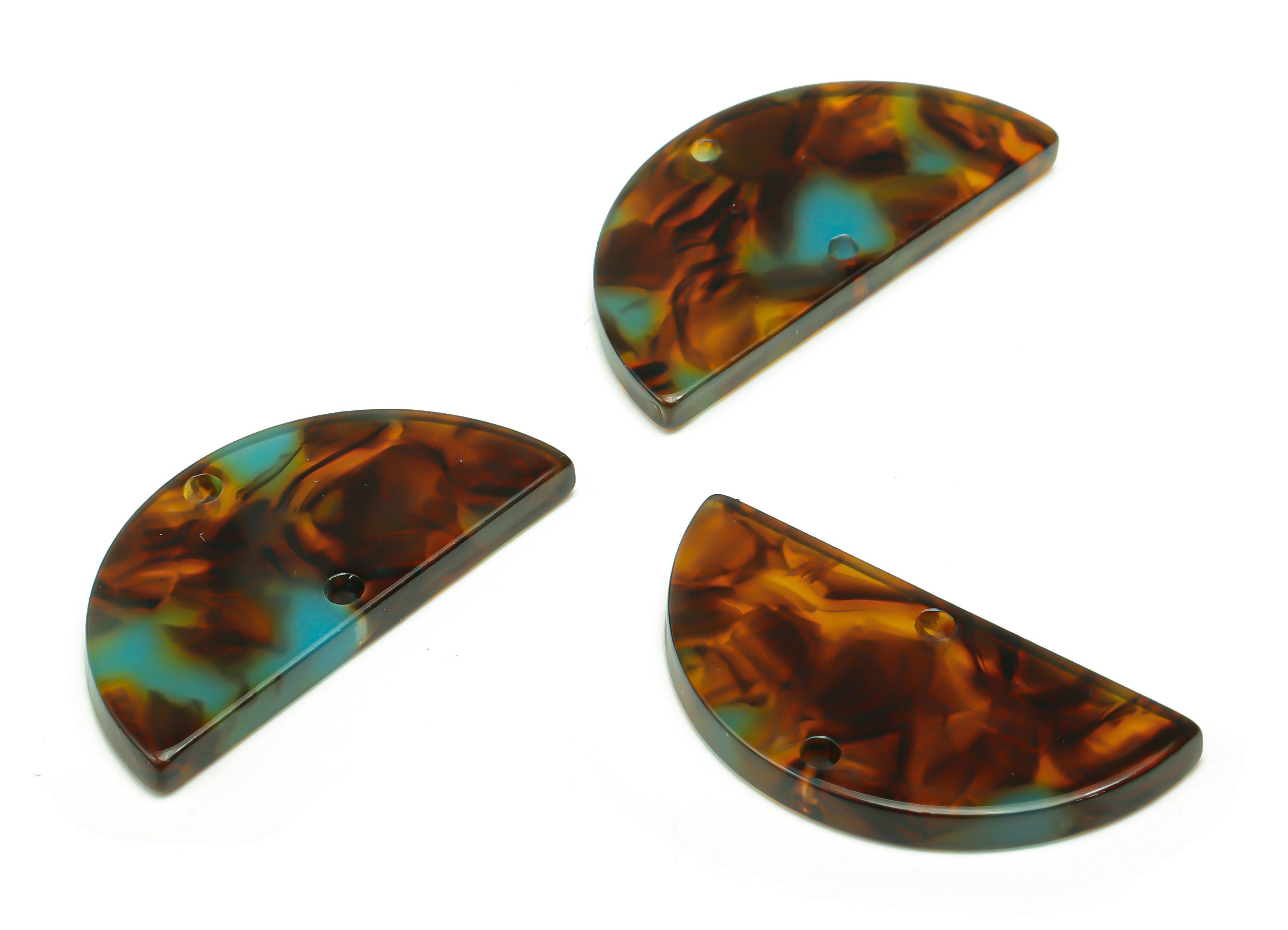 Acetate Semicircle Earring Connector - Acetate Half Moon Charms and Pendant - Jewelry Supplies - Color Code:A805 - 30x15x2.6mm - AC1061-A805 - DOMEDBAZAAR