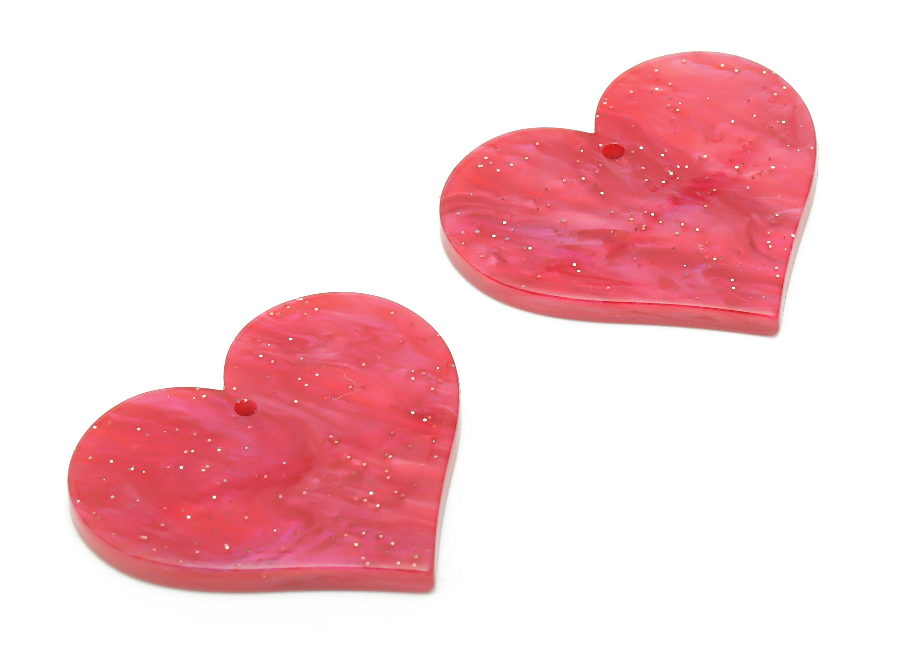 Acrylic Heart Earring Charms - Acrylic Heart Pendant - Jewelry Making Supplies - Color Code: A799 - 33.66x30.24x2.79mm - AC2392-A799 - DOMEDBAZAAR