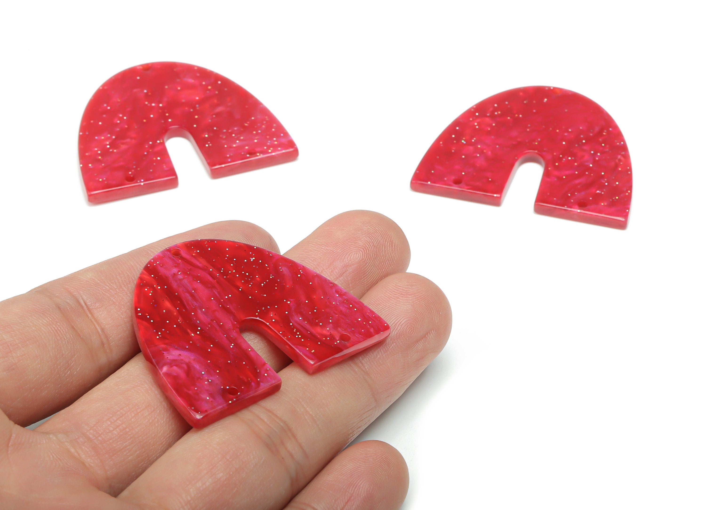 Acrylic Domed U Earring Connector - Acrylic Geometry Charms - 3 Holes - Jewelry Supplies - Color Code:A799 - 41.47x34.9x2.8mm - AC2390-A799 - DOMEDBAZAAR