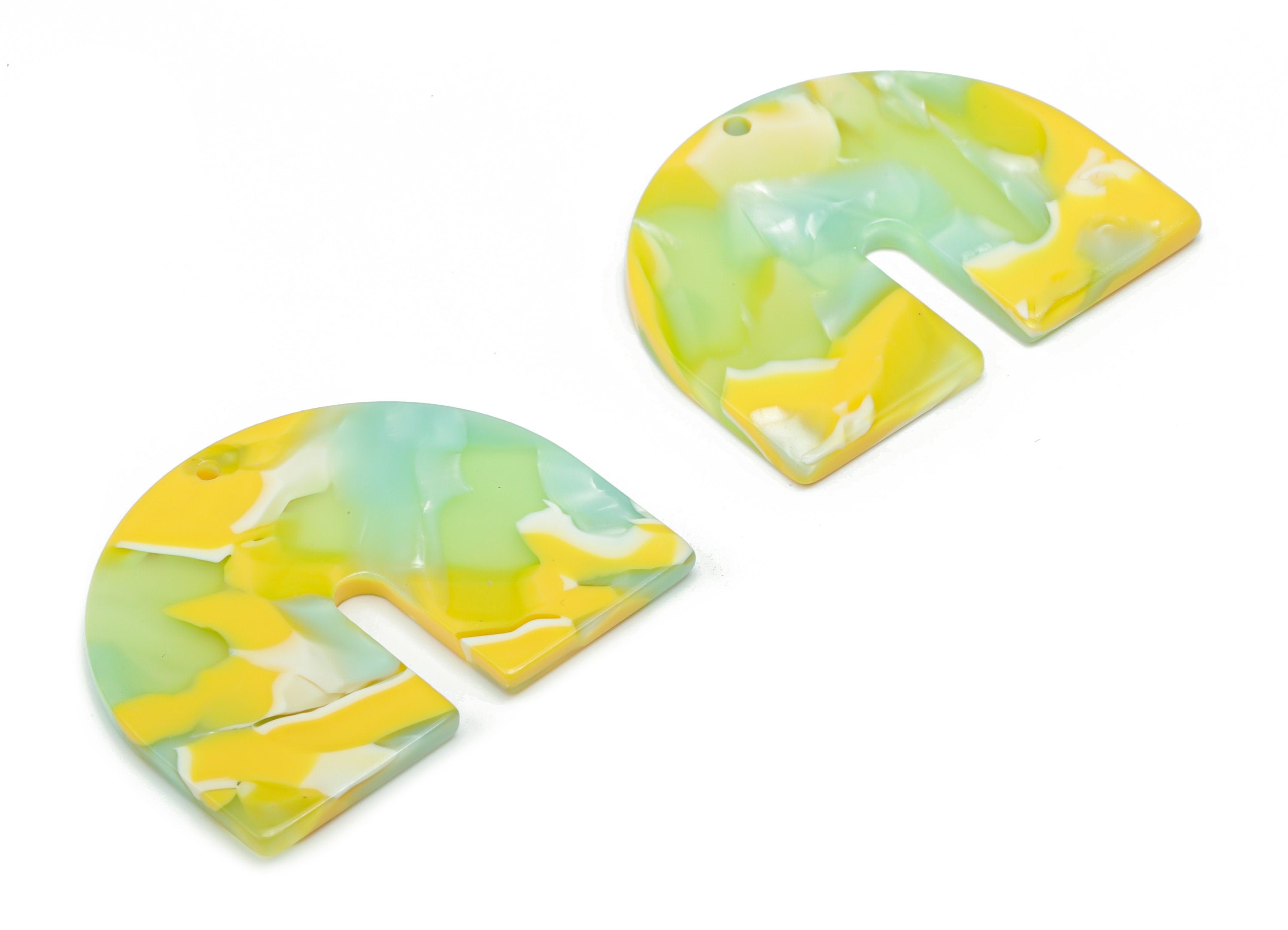 Acetate Domed U Earring Charms - Acetate Geometry Pendant - Jewelry Making Supplies - Color Code: A798 - 36.36x29.76x2.41mm - AC2391-A798 - DOMEDBAZAAR