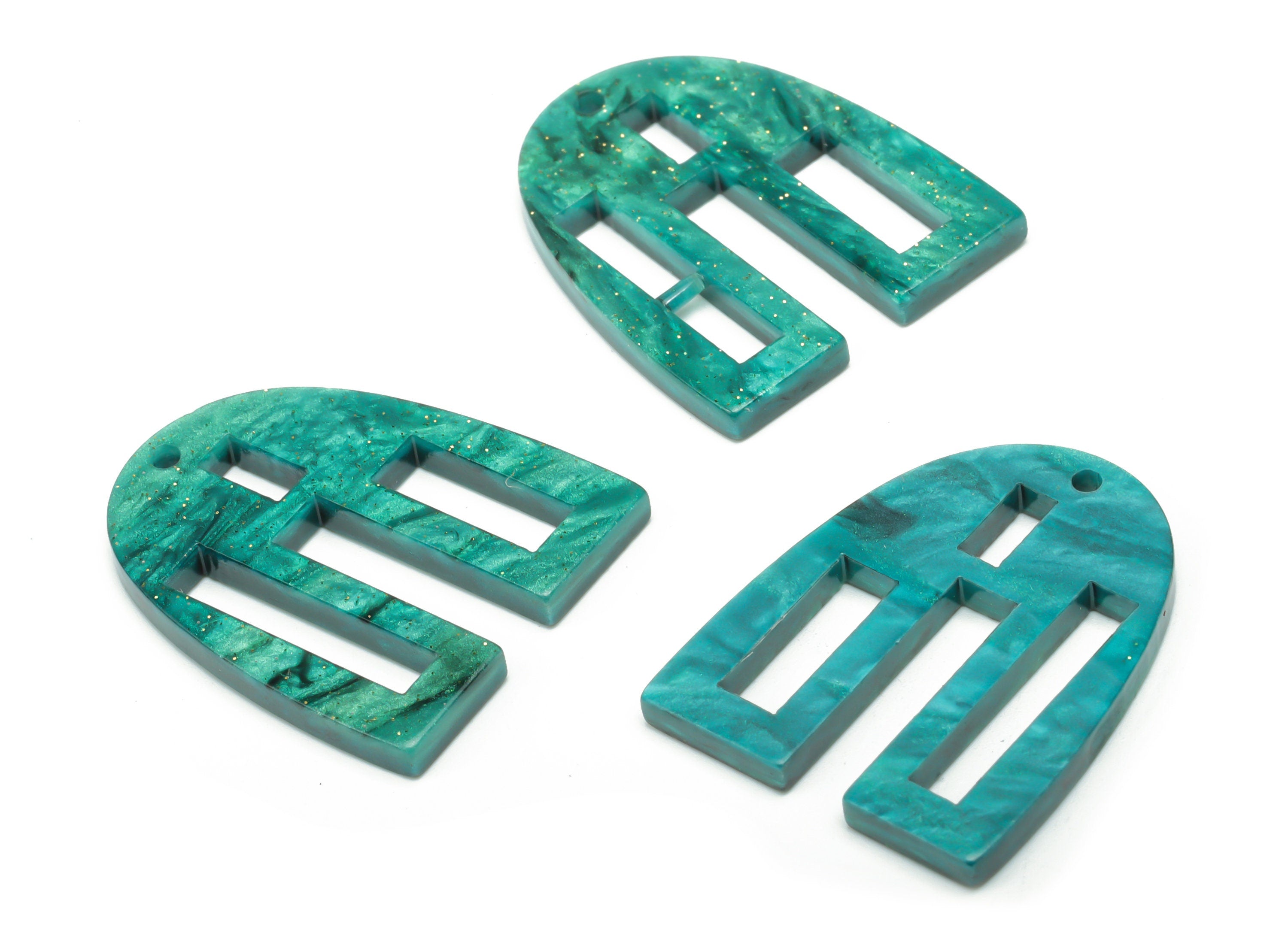 Acrylic U Earring Charms - Acrylic Rectangle Pendant - Jewelry Making Supplies - Color Code: A807 - 28x22.79x2.63mm - AC2397-A807 - DOMEDBAZAAR
