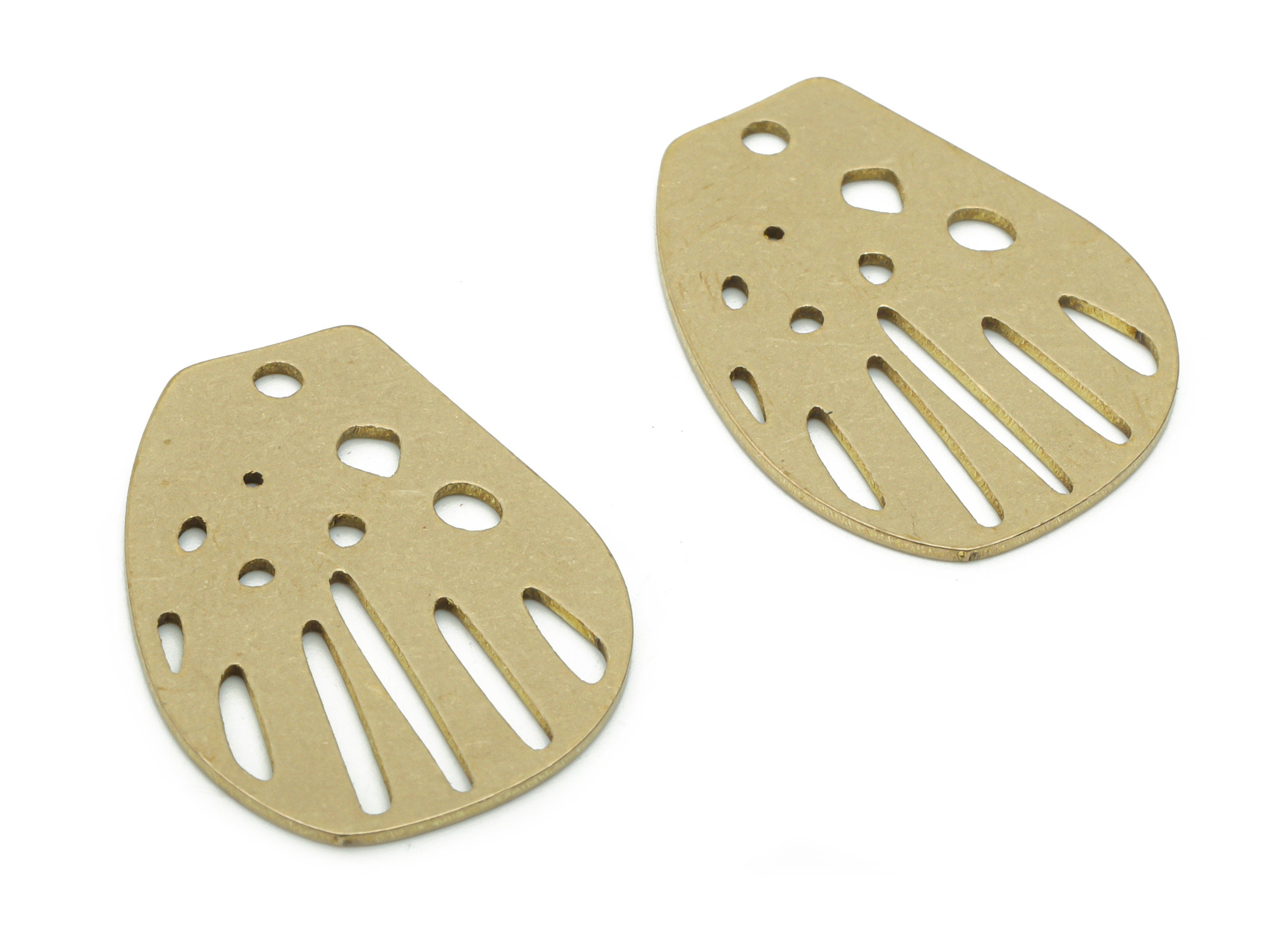 Brass Geometry Earring Charms - Raw Brass Irregular Pendant - Jewelry Making Supplies - 24.86x18.88x0.77mm - PPZ0151 - DOMEDBAZAAR