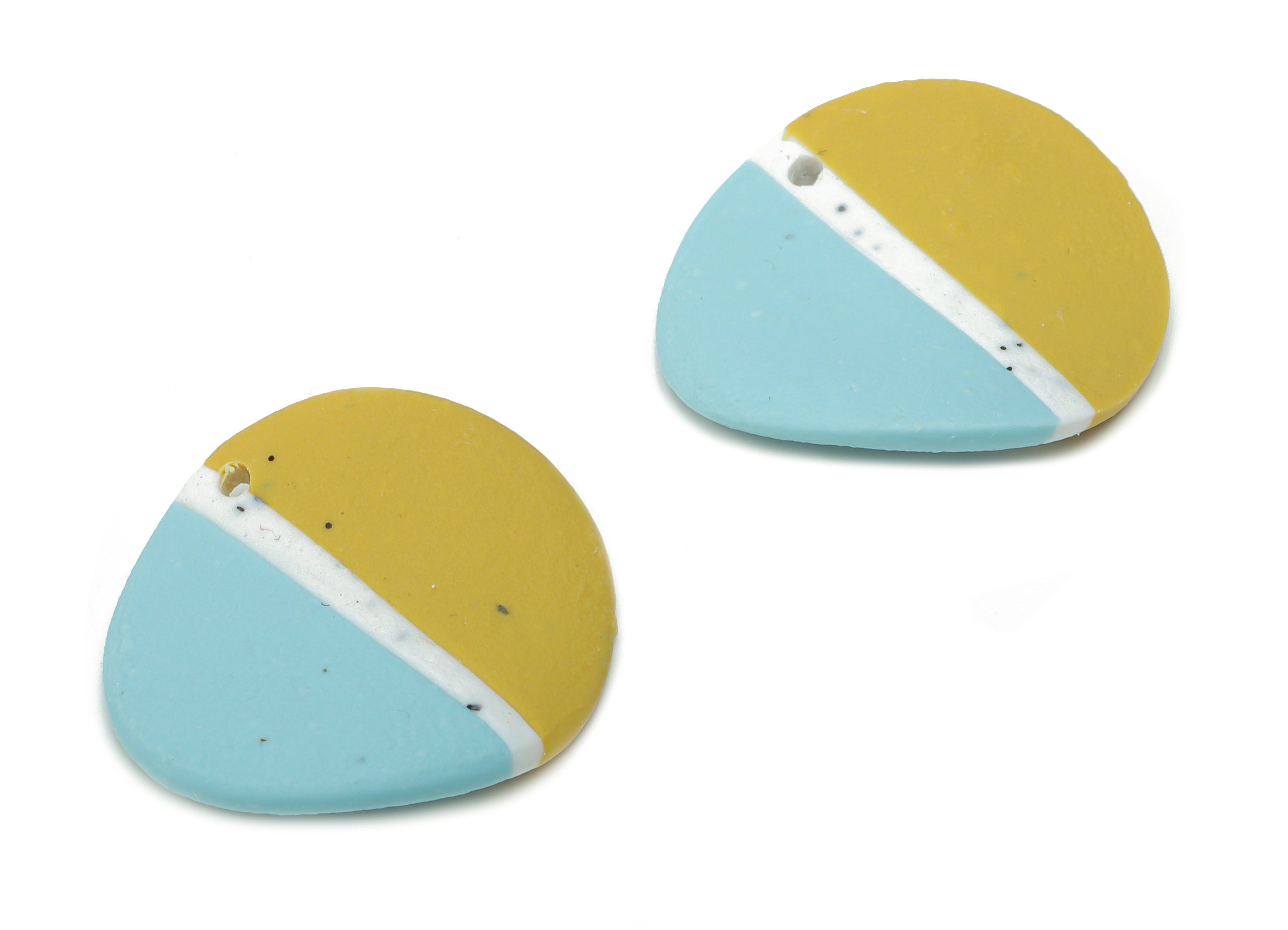 Polymer Clay Bent Round Earring Charms - Polymer Clay Circle Pandant - Jewelry Handmade Making - 20.93x22.15x2.1mm - PC2312 - DOMEDBAZAAR