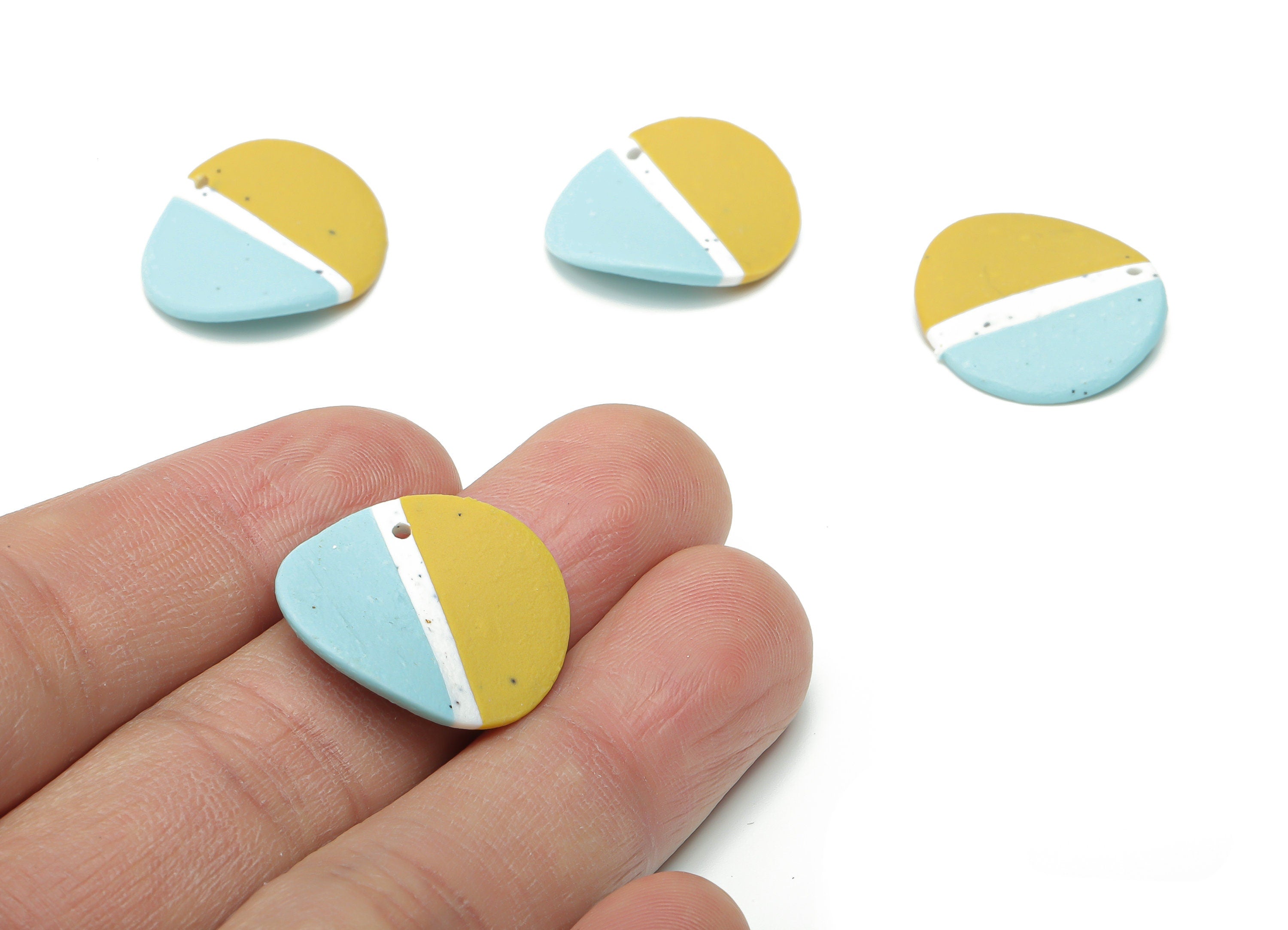 Polymer Clay Bent Round Earring Charms - Polymer Clay Circle Pandant - Jewelry Handmade Making - 20.93x22.15x2.1mm - PC2312 - DOMEDBAZAAR