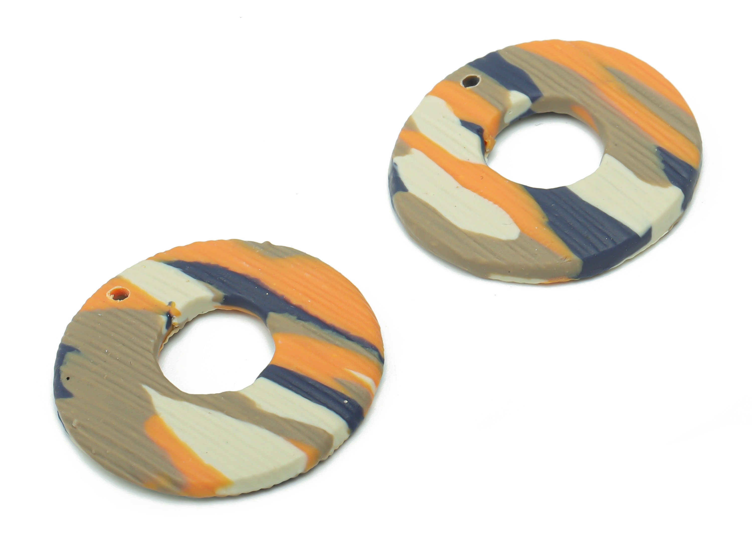 Polymer Clay Round Earring Charms - Polymer Clay Circle Pandant - Jewelry Handmade Making - 23.61x23.61x2.25mm - PC2331 - DOMEDBAZAAR