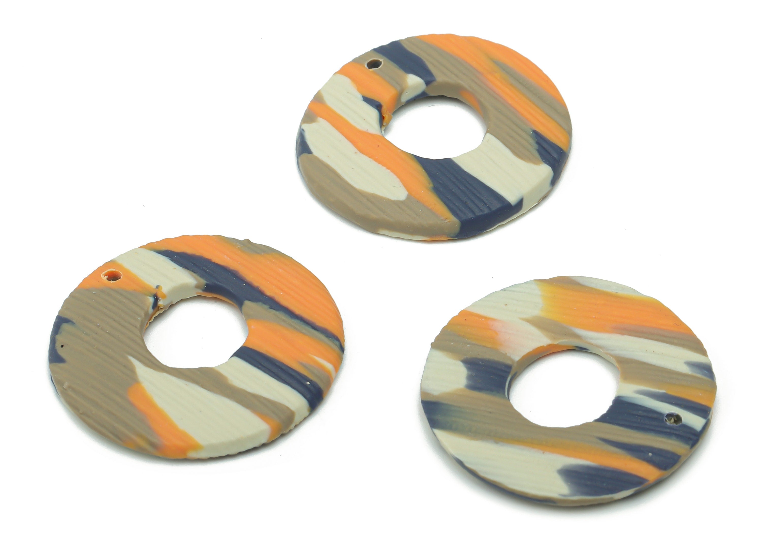 Polymer Clay Round Earring Charms - Polymer Clay Circle Pandant - Jewelry Handmade Making - 23.61x23.61x2.25mm - PC2331 - DOMEDBAZAAR