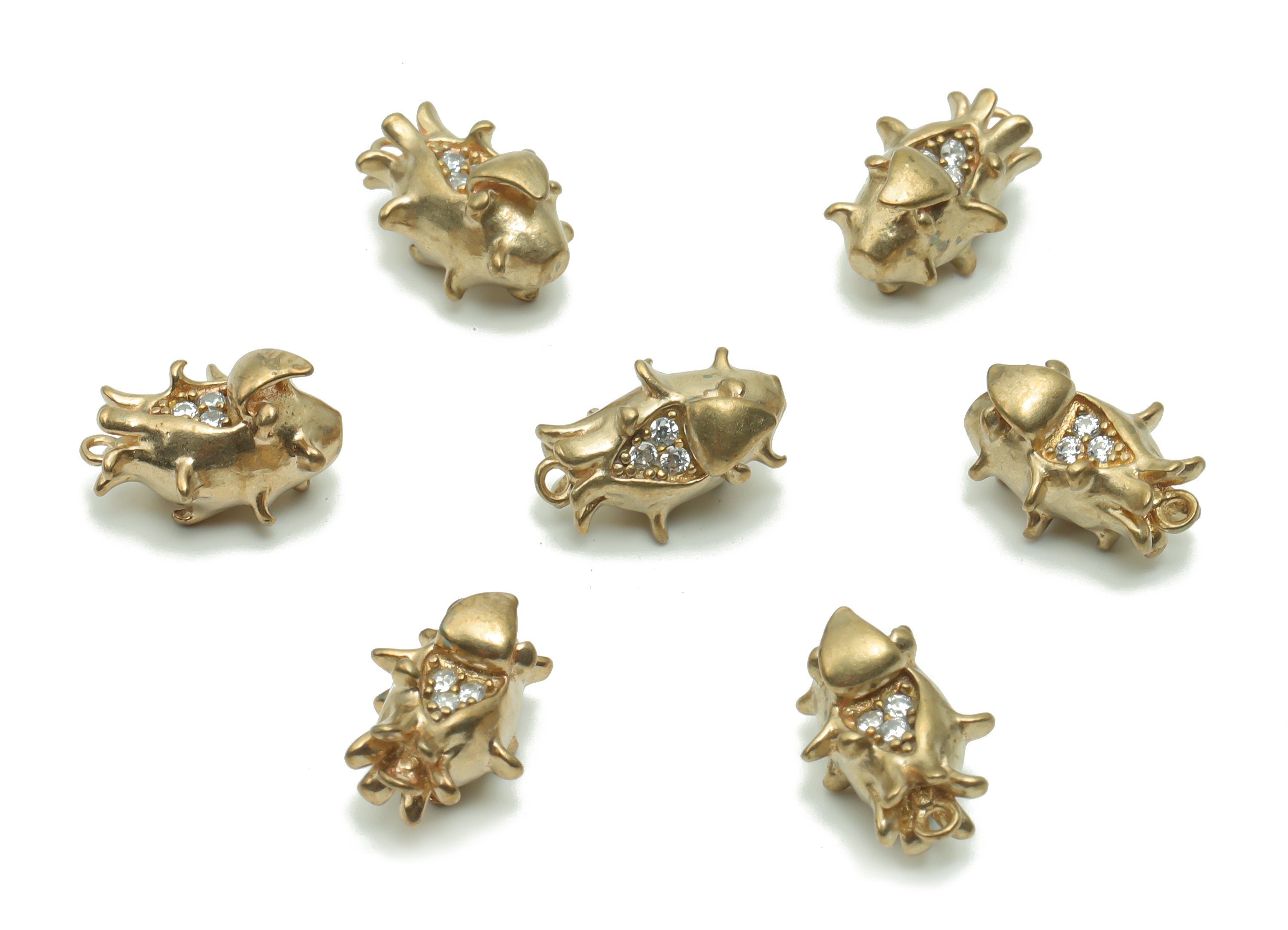 Brass Pitaya Earring Charms With Zircons - Raw Brass Pitaya Pendant - Jewelry Making Supplies - 13.11x8.24x7.24mm - PP4952 - DOMEDBAZAAR