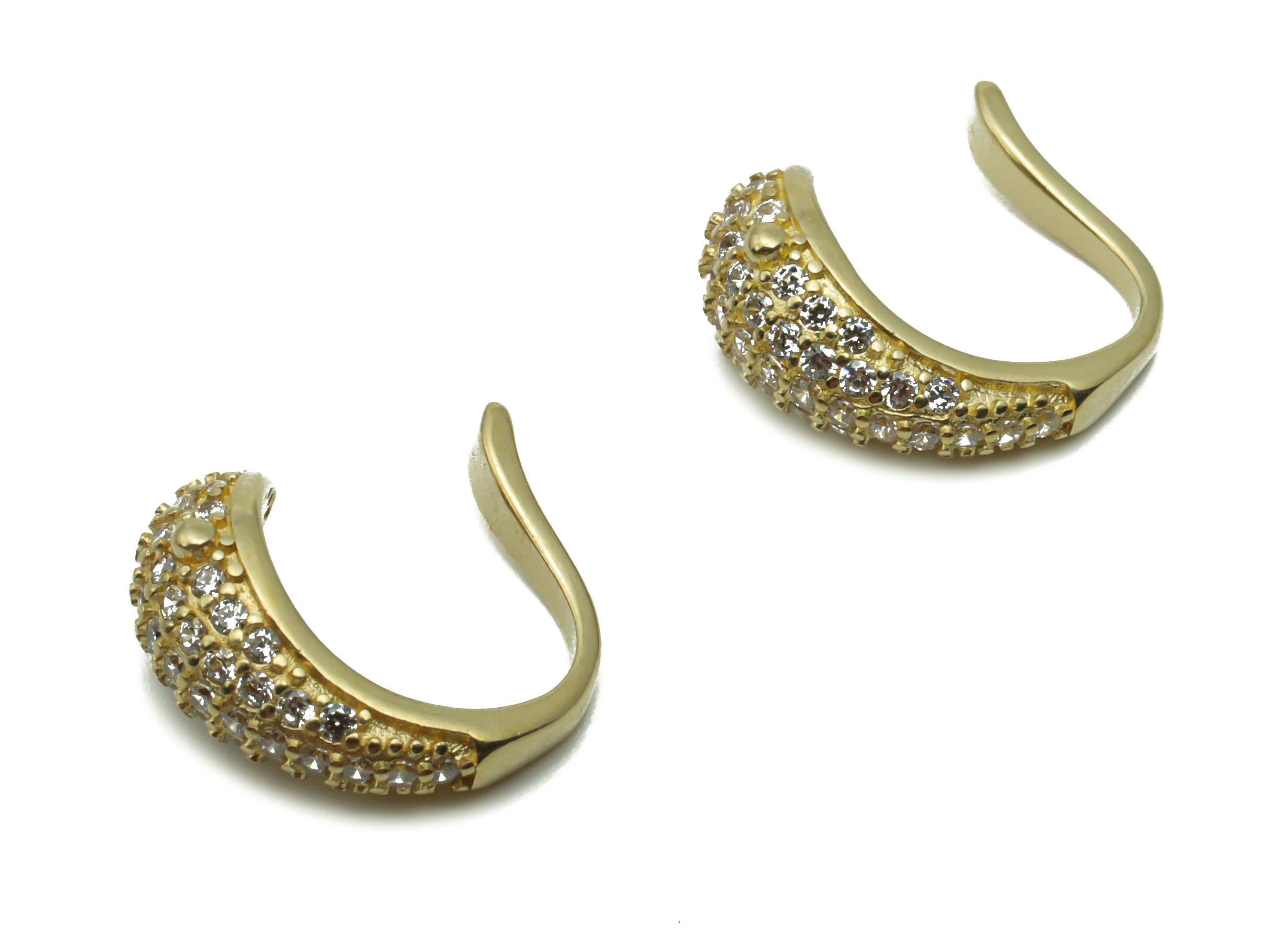 Brass Snake Earring Ear Cuff With Zircons - Raw Brass Earring Ear Cuff - Earrings Finding - Jewellery Supplies - 16.21x15.67x2.25mm -PP4941 - DOMEDBAZAAR