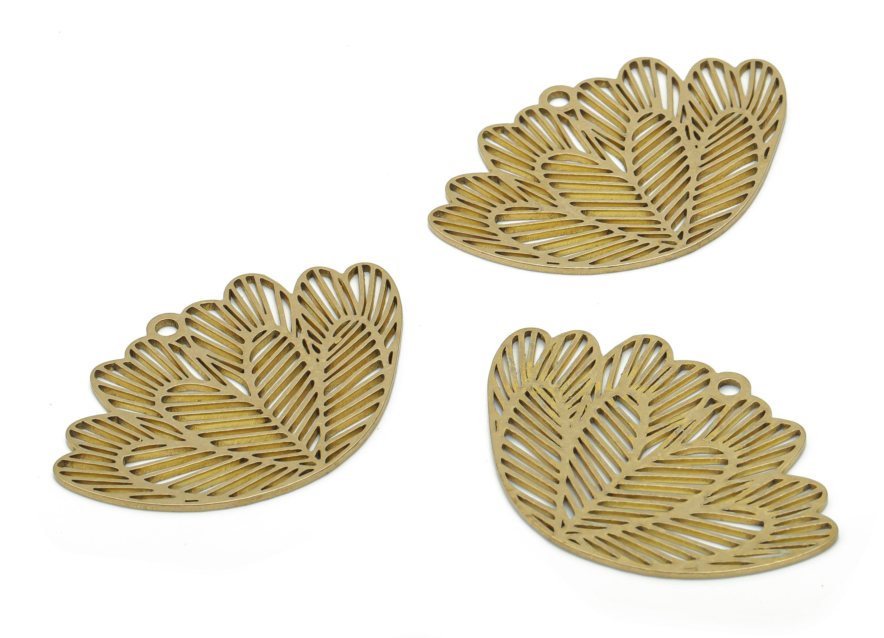 Brass Lotus Earring Charms - Raw Brass Flower Pendant - DIY Jewelry Making Supplies - 35.74x33.32x0.84mm - PPA1606 - DOMEDBAZAAR