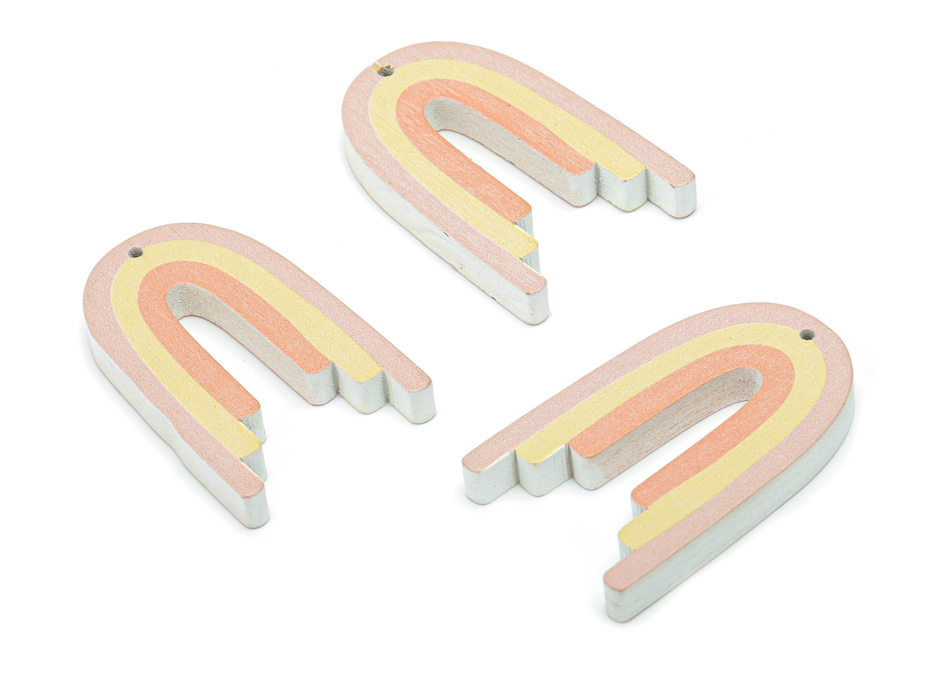 Poplar Plywood Rainbow Earring Charms - Poplar Plywood Rainbow Pendant - DIY Jewelry Making Supplies - 40.32x24.58x5.14mm - BB1146 - DOMEDBAZAAR