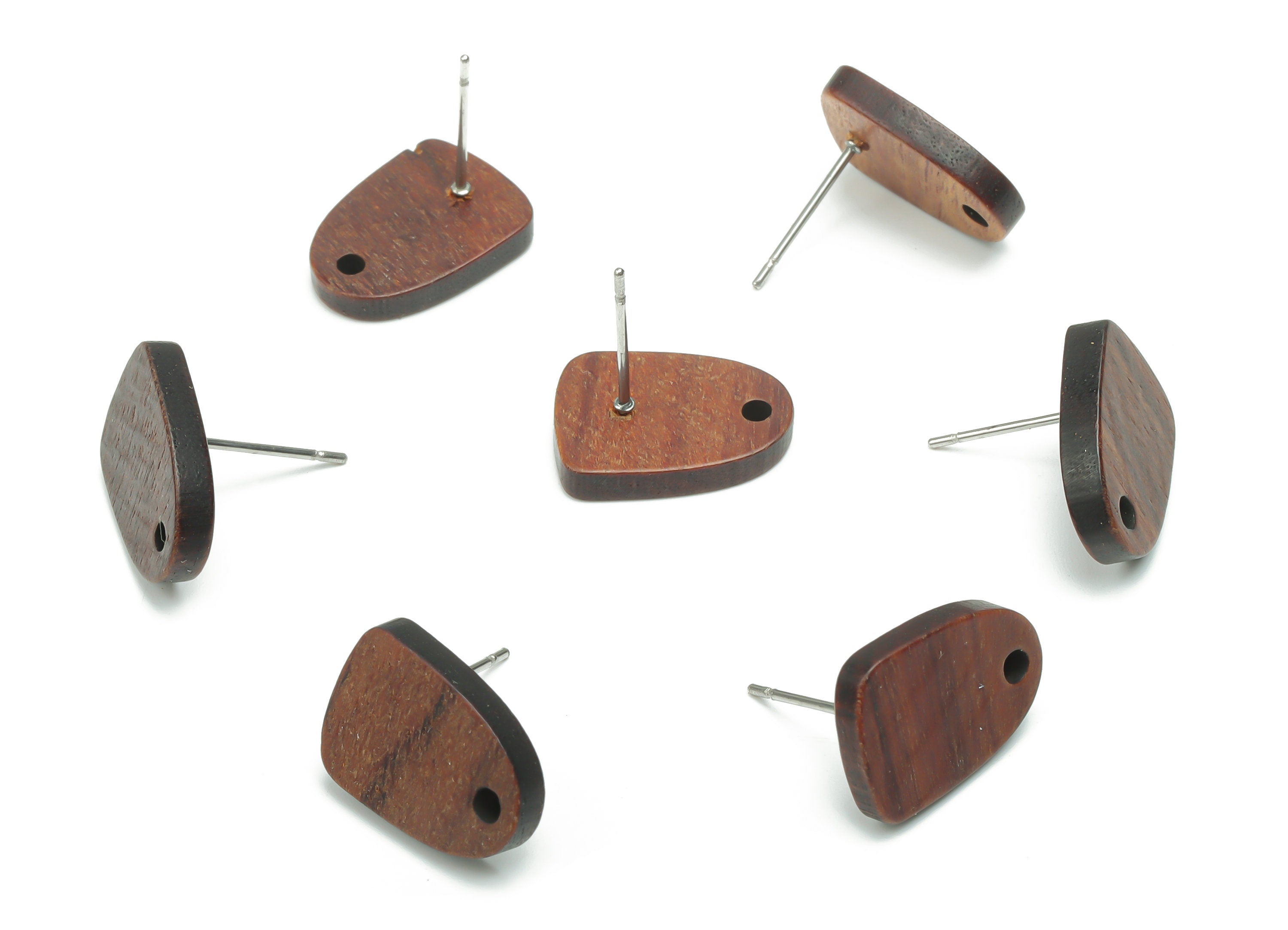 Natural Wood Drop Earring Stud - Drop Earring Post - 316 Surgical Stainless Steel - Jewelry Making Supplies - 15.08x11.2x2.61mm - BB1171 - DOMEDBAZAAR