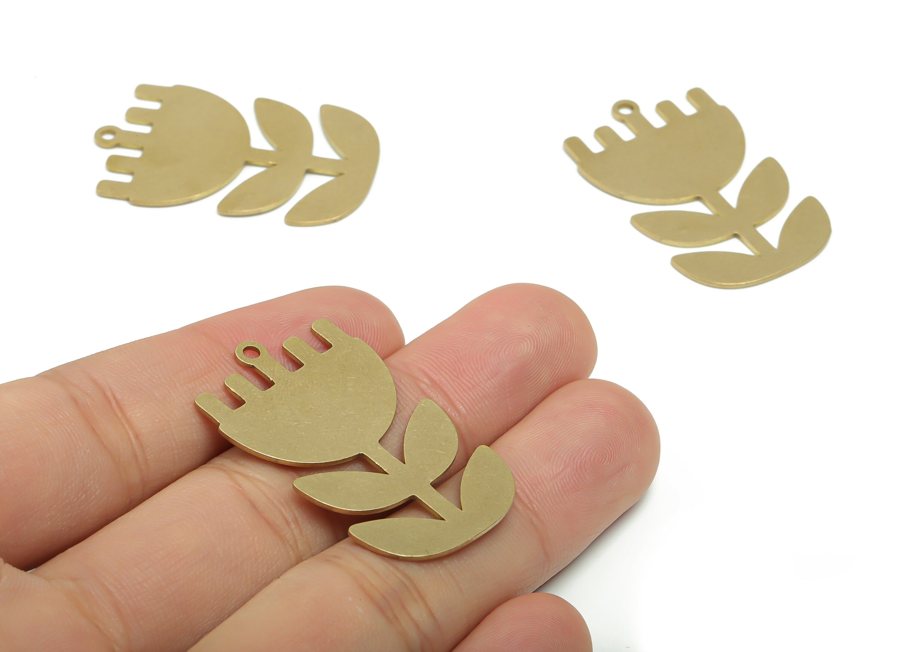 Personalized Stamping Blank - Brass Mosaic Leafs Charms - Raw Brass Mosaic Flower Pendant - Jewelry Supplies - 37.84x23.77x0.77mm - PPA0849 - DOMEDBAZAAR
