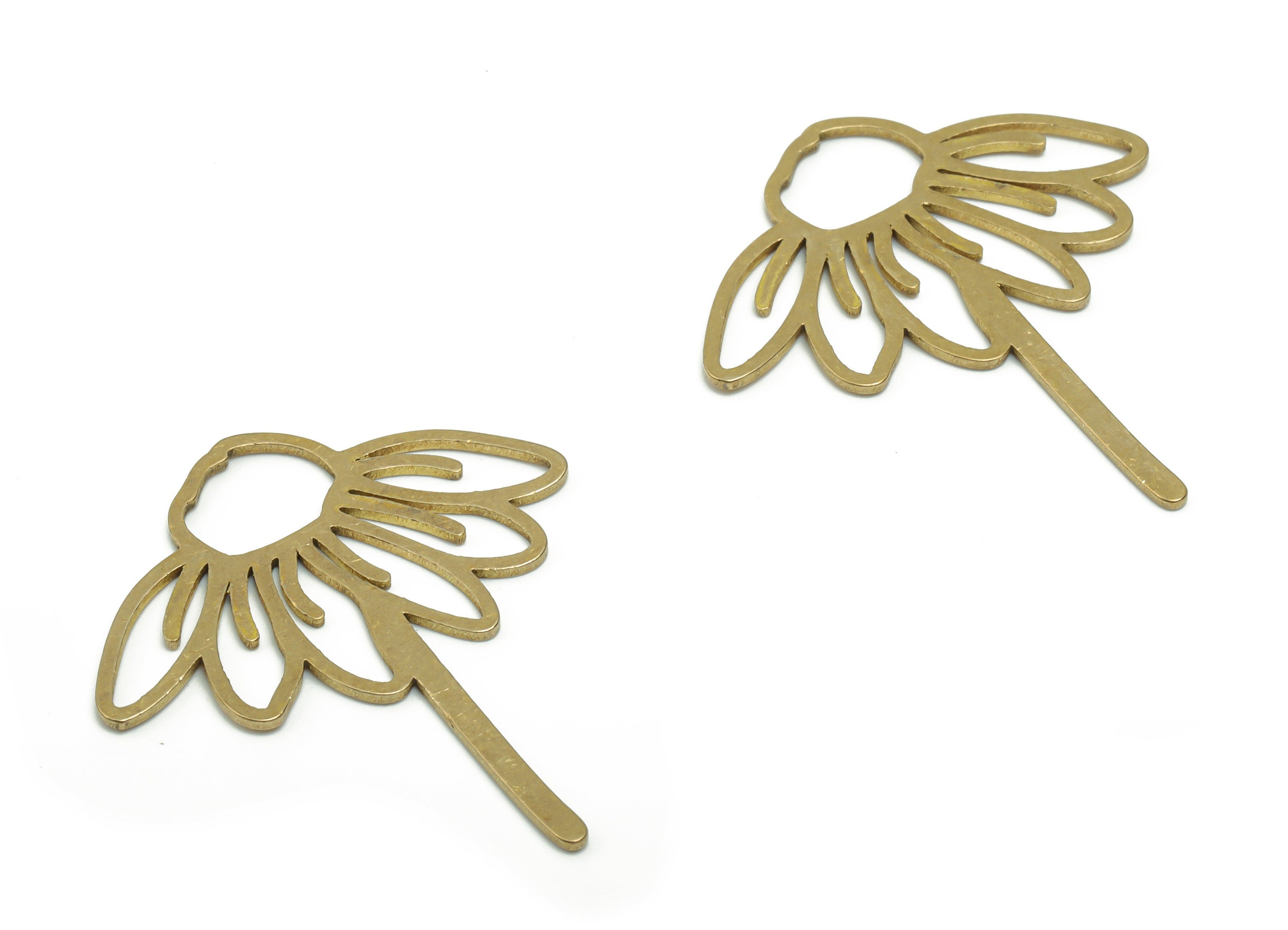 Brass Petal Earring Charms - Raw Brass Petal Pendant - DIY Jewelry Making Supplies - 31.75x27.4x0.76mm - PPA0634 - DOMEDBAZAAR