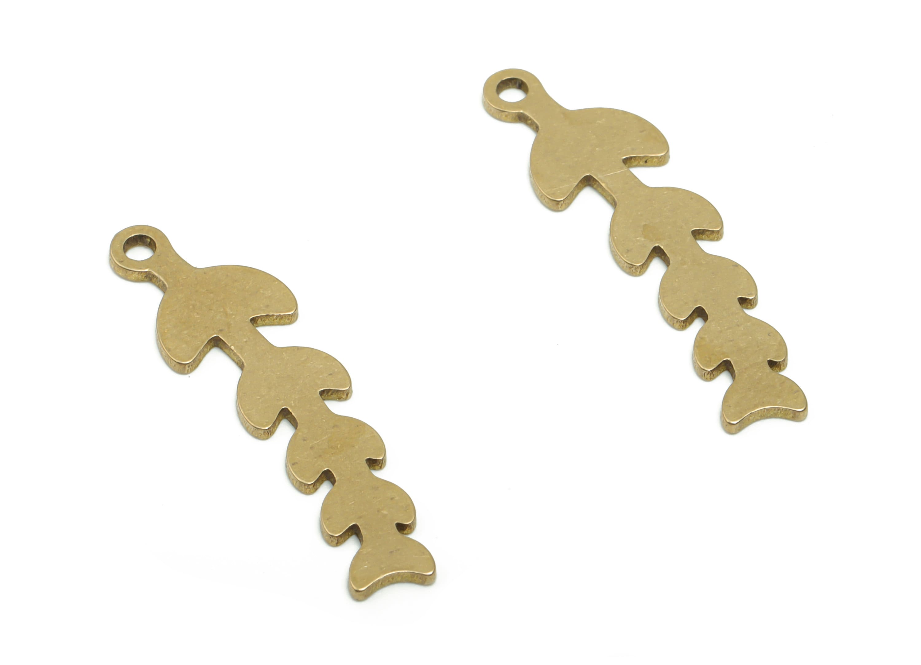 Personalized Stamping Blank - Brass Hearts Branch Charms - Raw Brass Branch Hearts Pendant - Jewelry Supplies - 26.64x7.29x0.74mm - PPA0551 - DOMEDBAZAAR
