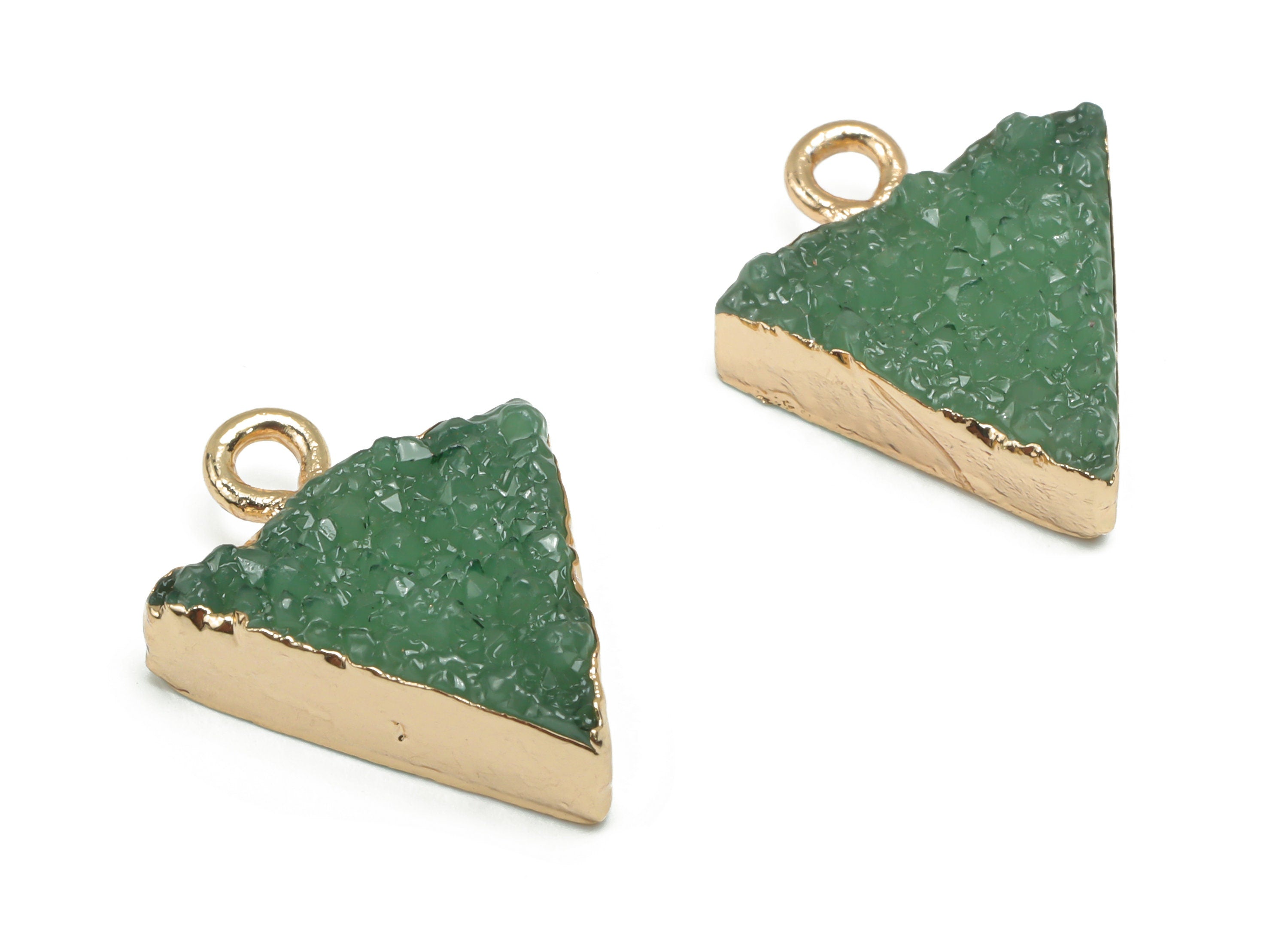 Druzy Triangle Earring Charms - Resin Brass Triangle Pendant - Gold Tone Plated Brass – Jewelry Making Supplies - 18.06x14.7x5.8mm - RC1201A - DOMEDBAZAAR