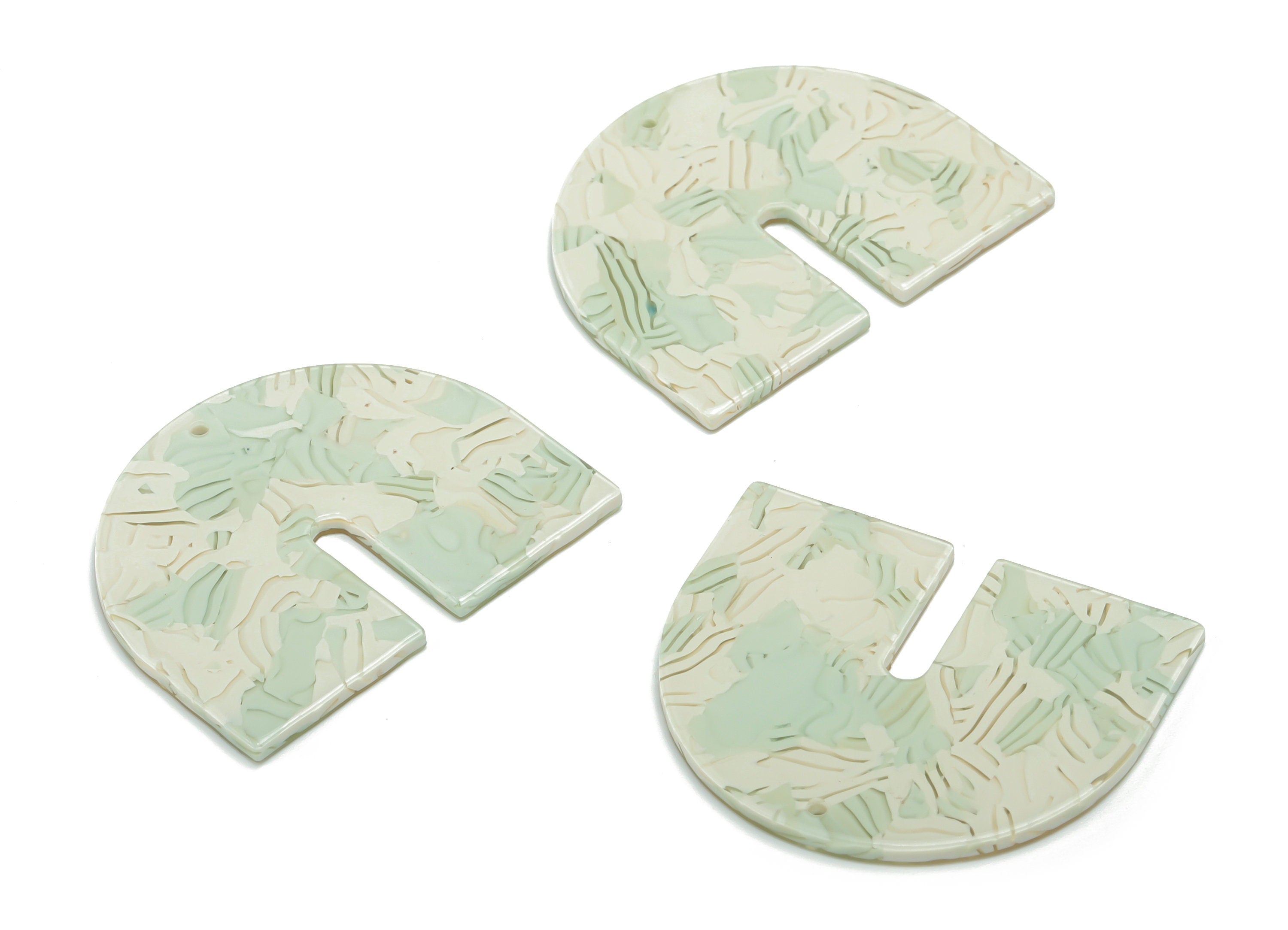 PVC Domed U Earring Charms - PVC Geometry Half Oval Pendant - Jewelry Making Supplies - Color Code: A818 - 36.8x30.35x2.15mm - AC2391-A818 - DOMEDBAZAAR