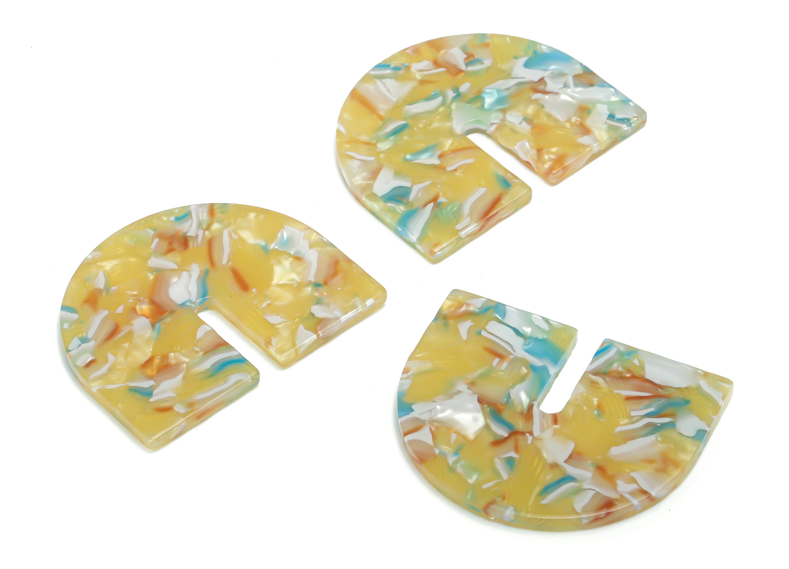 PVC Domed U Earring Charms - PVC Geometry Half Oval Pendant - Jewelry Making Supplies - Color Code: A814 - 36.77x30.27x2.4mm - AC2391-A814 - DOMEDBAZAAR