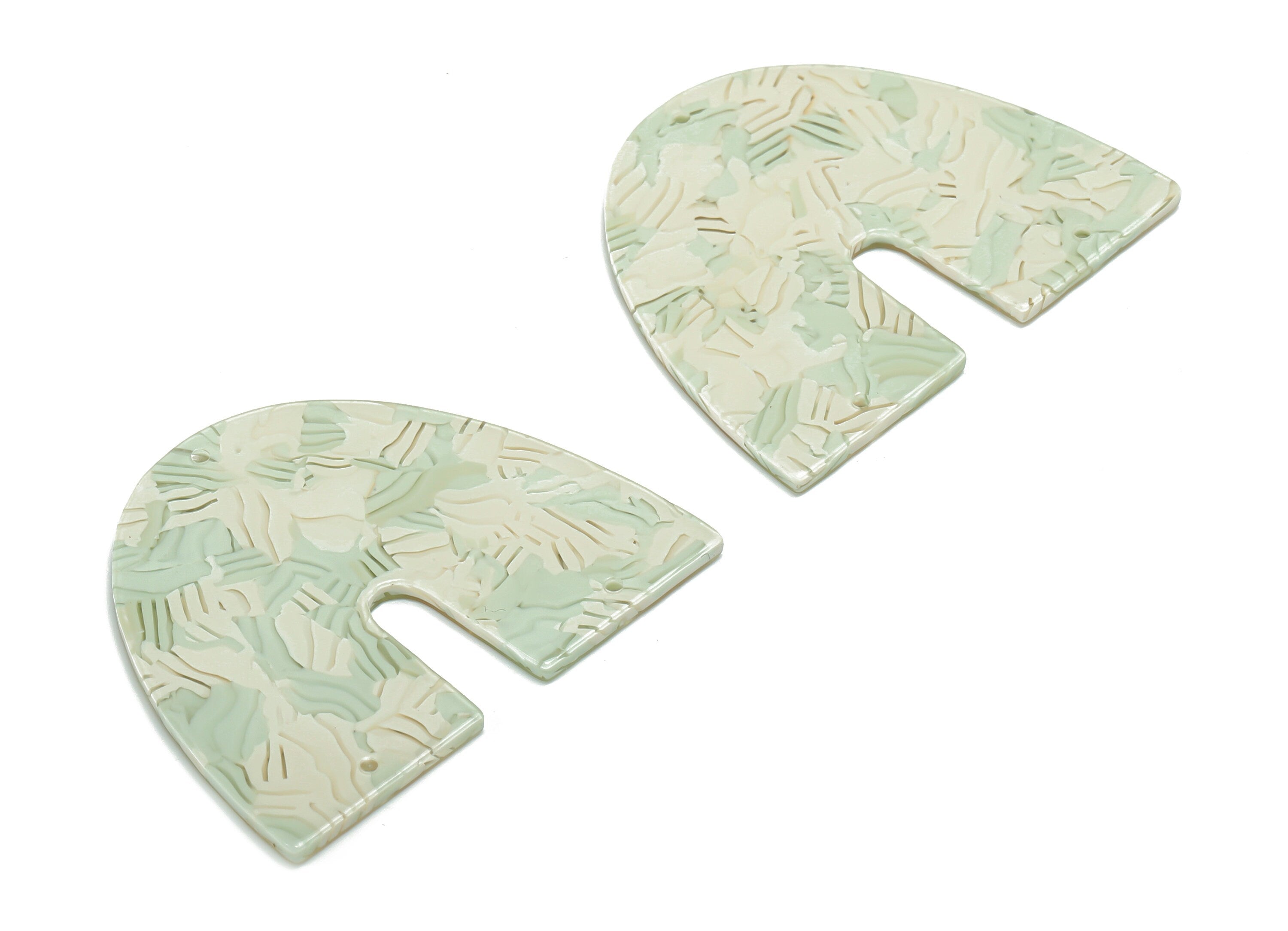 PVC Domed U Earring Connector - PVC Geometry Charms - 3 Holes - Jewelry Making Supplies - Color Code:A818 - 41.91x35.4x2.04mm - AC2390-A818 - DOMEDBAZAAR