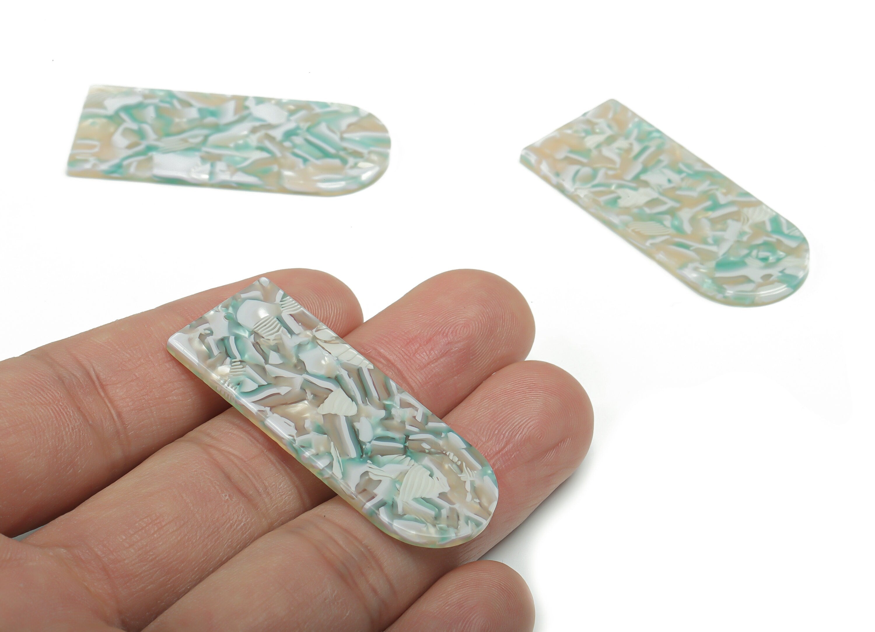 PVC Domed Earring Charms - PVC D Pendant - Jewelry Making Supplies - Color Code: A819 - 45.21x18.11x2.35mm - AC2373-A819 - DOMEDBAZAAR