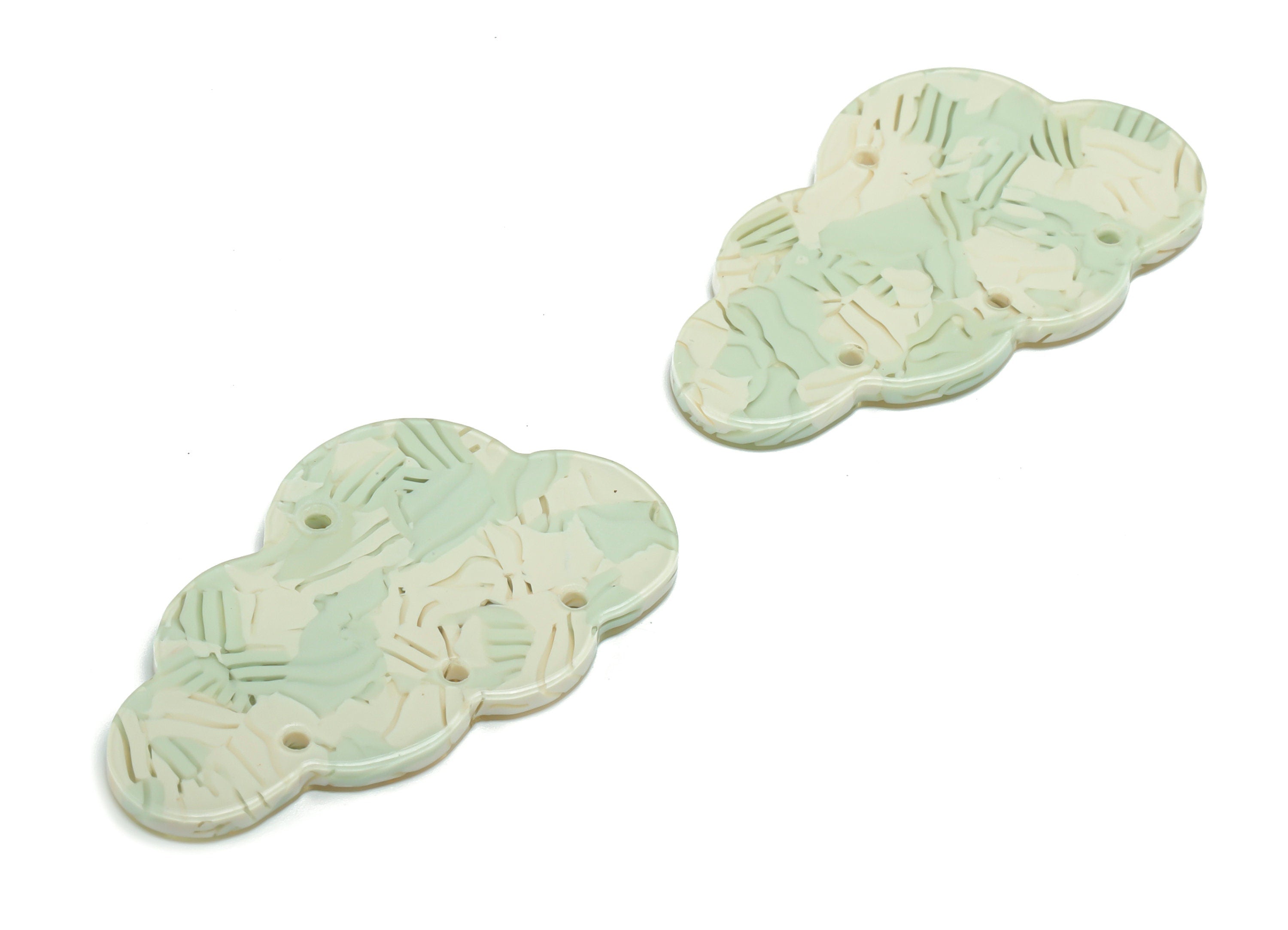 PVC Could Earring Connectors - PVC Could Charms and Pendant - 4 Holes - Jewelry Supplies - Color Code: A818 - 35.12x20.6x2.3mm - AC2419-A818 - DOMEDBAZAAR