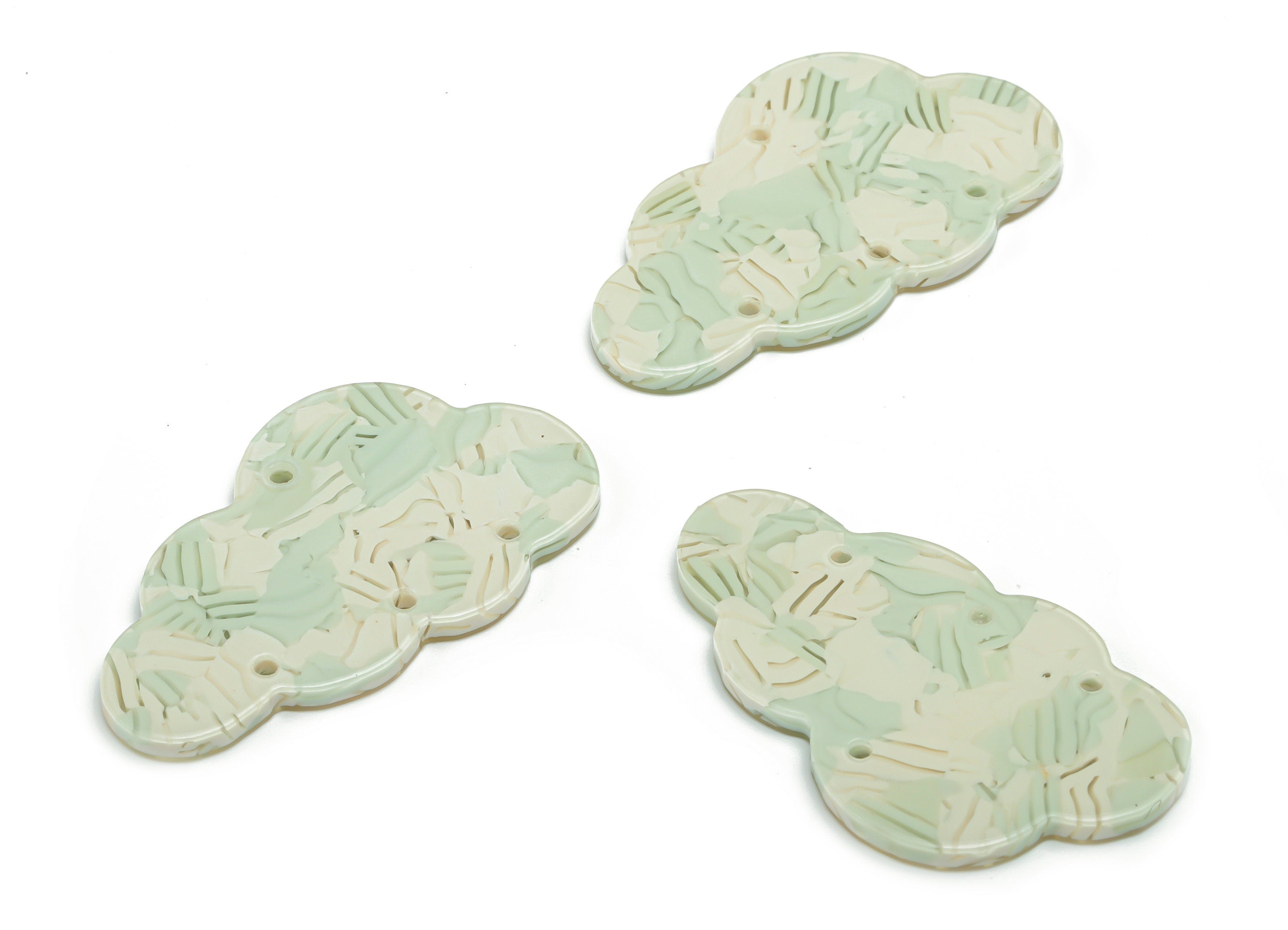 PVC Could Earring Connectors - PVC Could Charms and Pendant - 4 Holes - Jewelry Supplies - Color Code: A818 - 35.12x20.6x2.3mm - AC2419-A818 - DOMEDBAZAAR