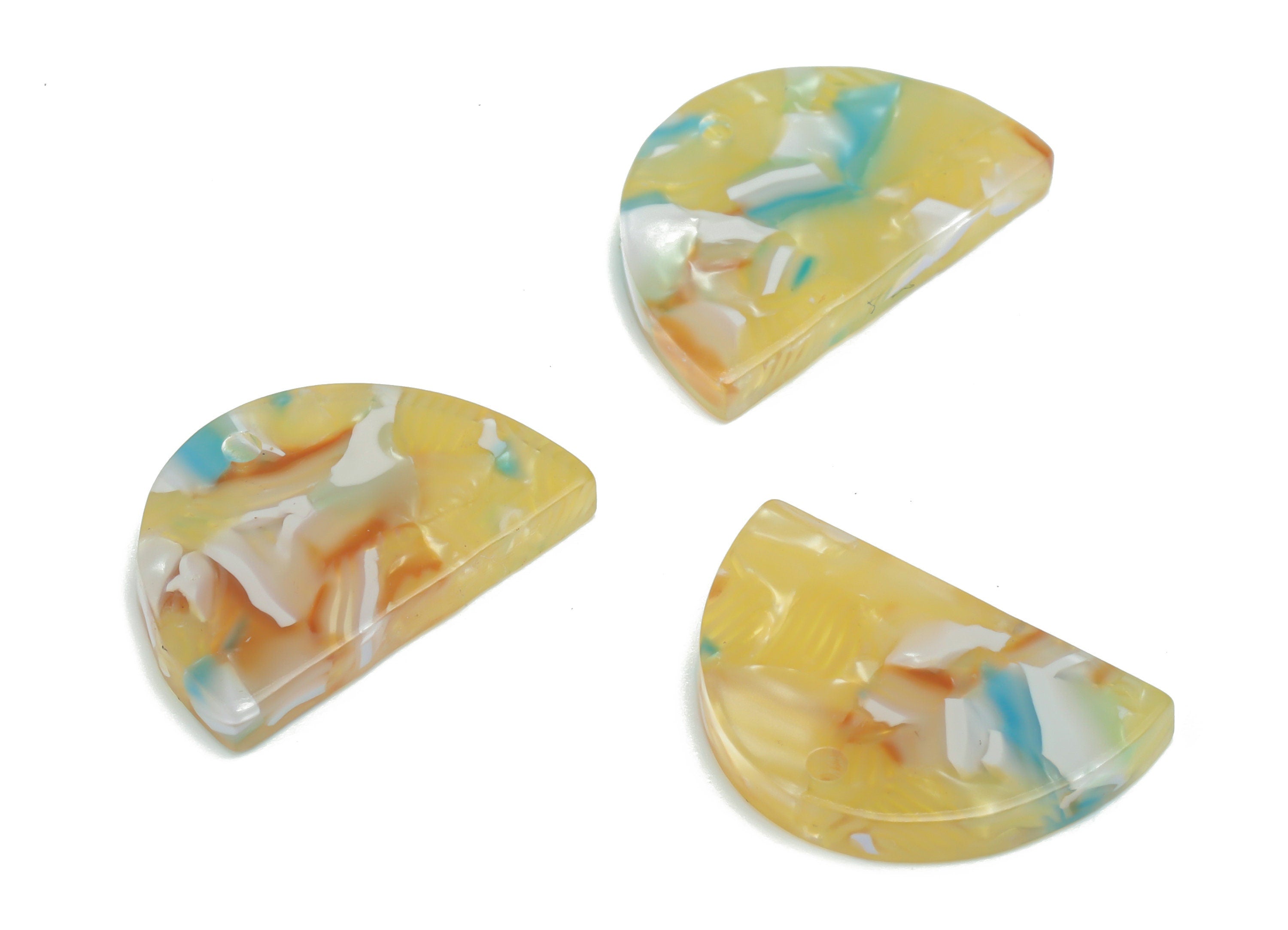 PVC Mini Semicircle Earring Charms - PVC Half Moon Pendant - Jewelry Making Supplies - Color Code: A814 - 18.69x12.23x2.39mm - AC2400-A814 - DOMEDBAZAAR