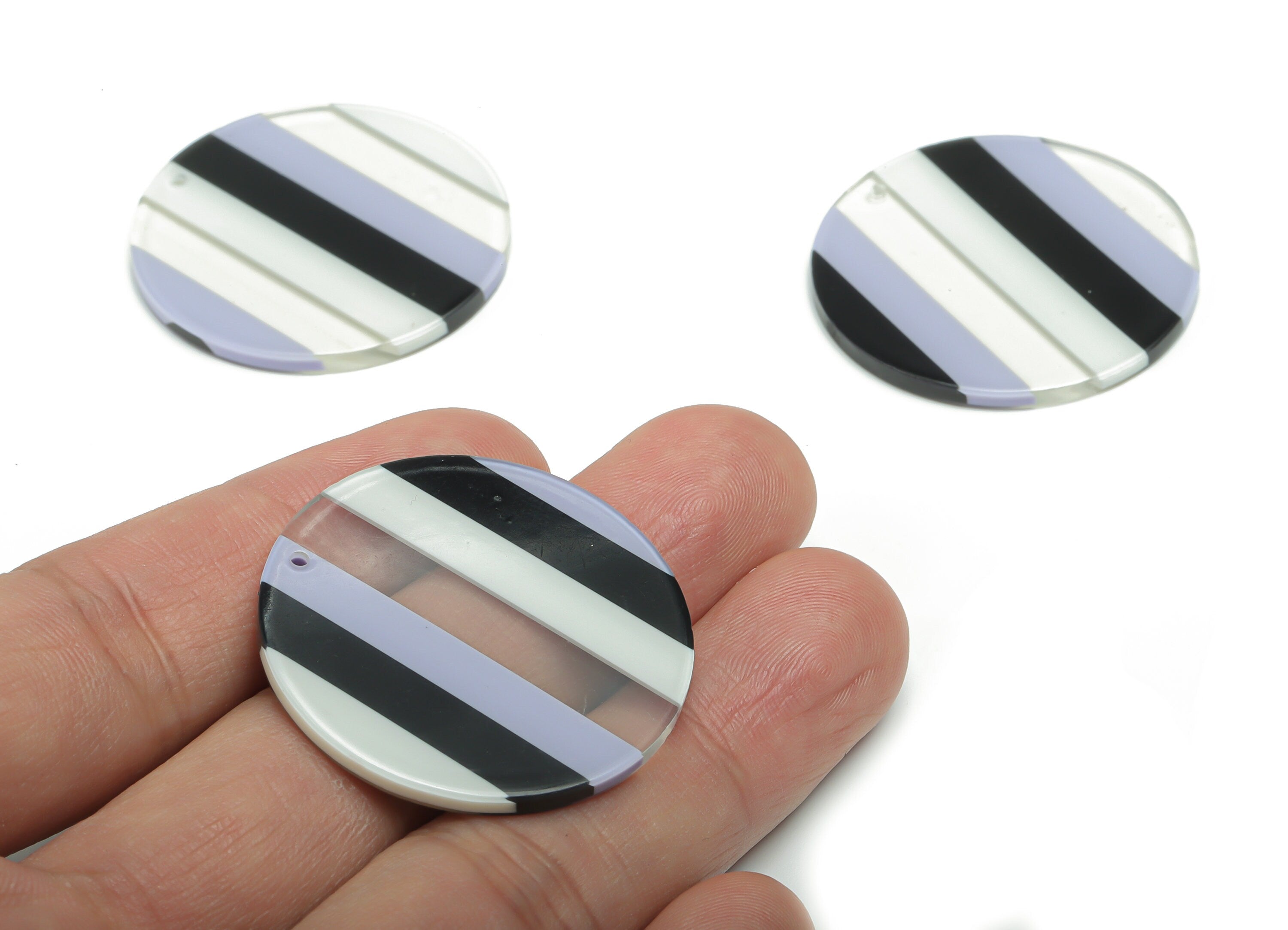 PVC Round Earring Charms - PVC Circle Pendant - Jewelry Making Supplies - Color Code: A813 - 35.19x35.13x2.5mm - AC2416-A813 - DOMEDBAZAAR
