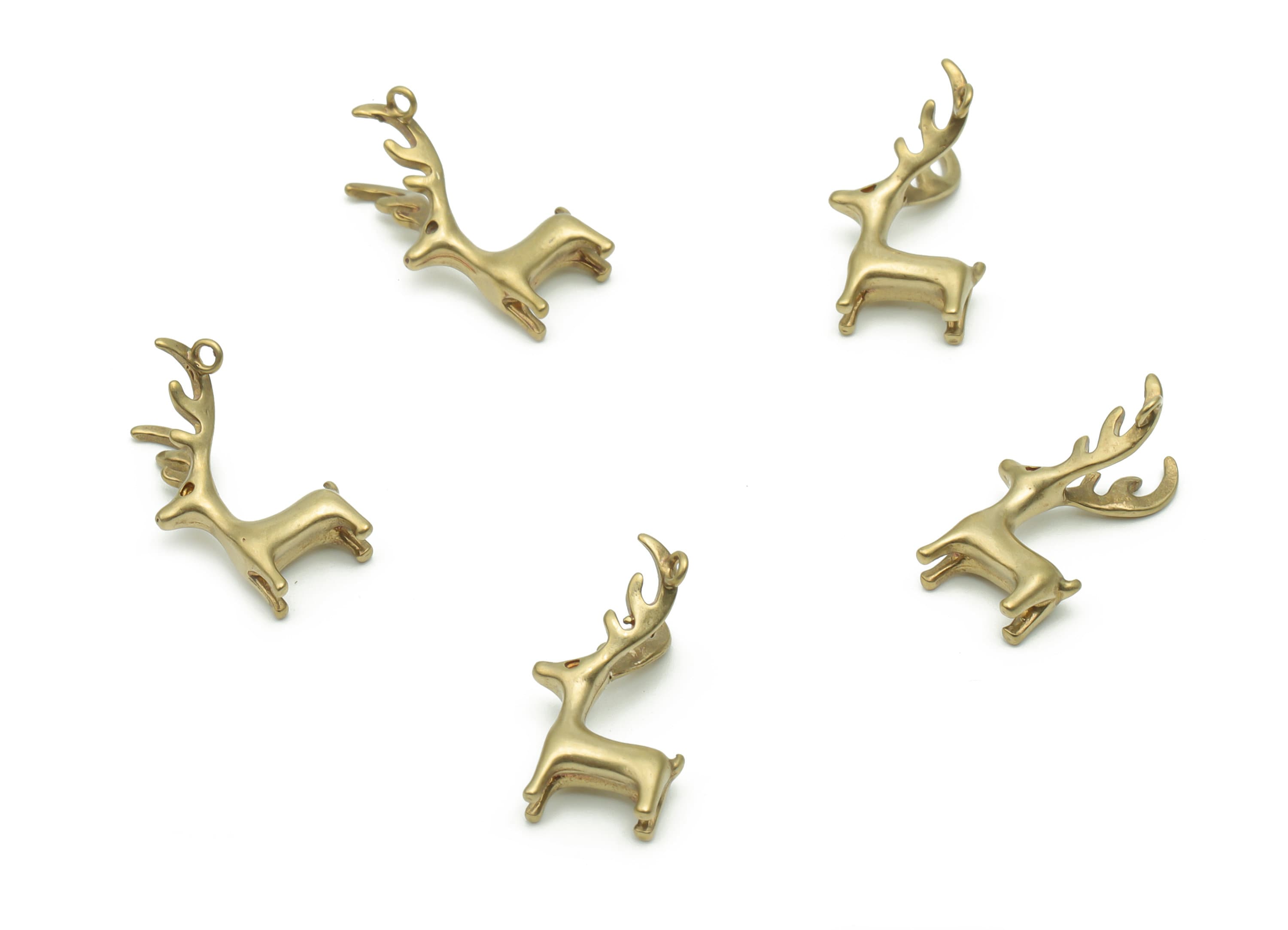 Brass Christmas Deer Earring Charms - Raw Brass Deer Pendant - DIY Jewelry Making Supplies - 18.76x12.01x3.64mm - PP5009 - DOMEDBAZAAR