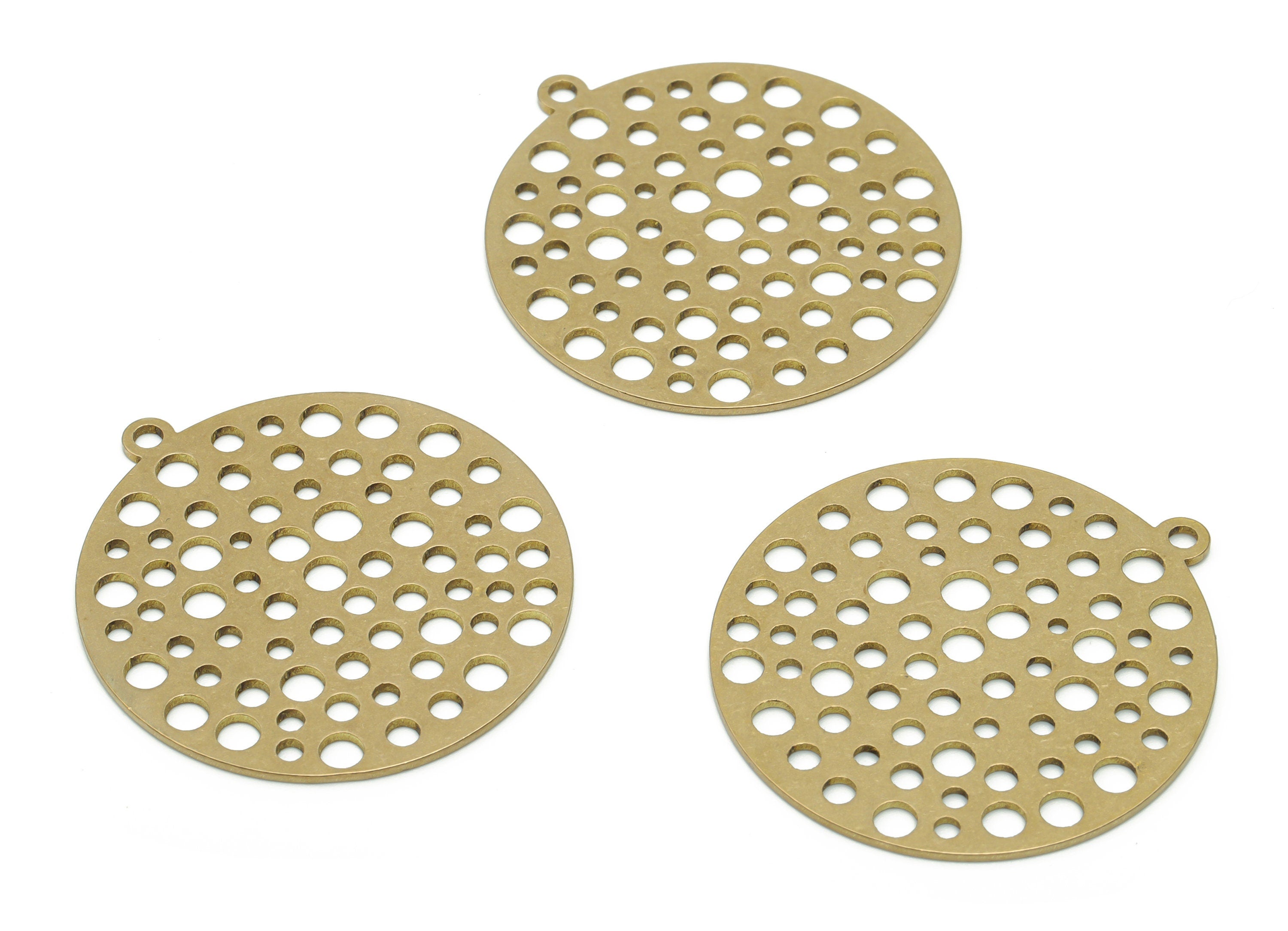 Brass Round Earring Charms - Raw Brass Circle Pendant - Jewelry Making Supplies - 34.72x32.01x0.77mm - PPA1070 - DOMEDBAZAAR