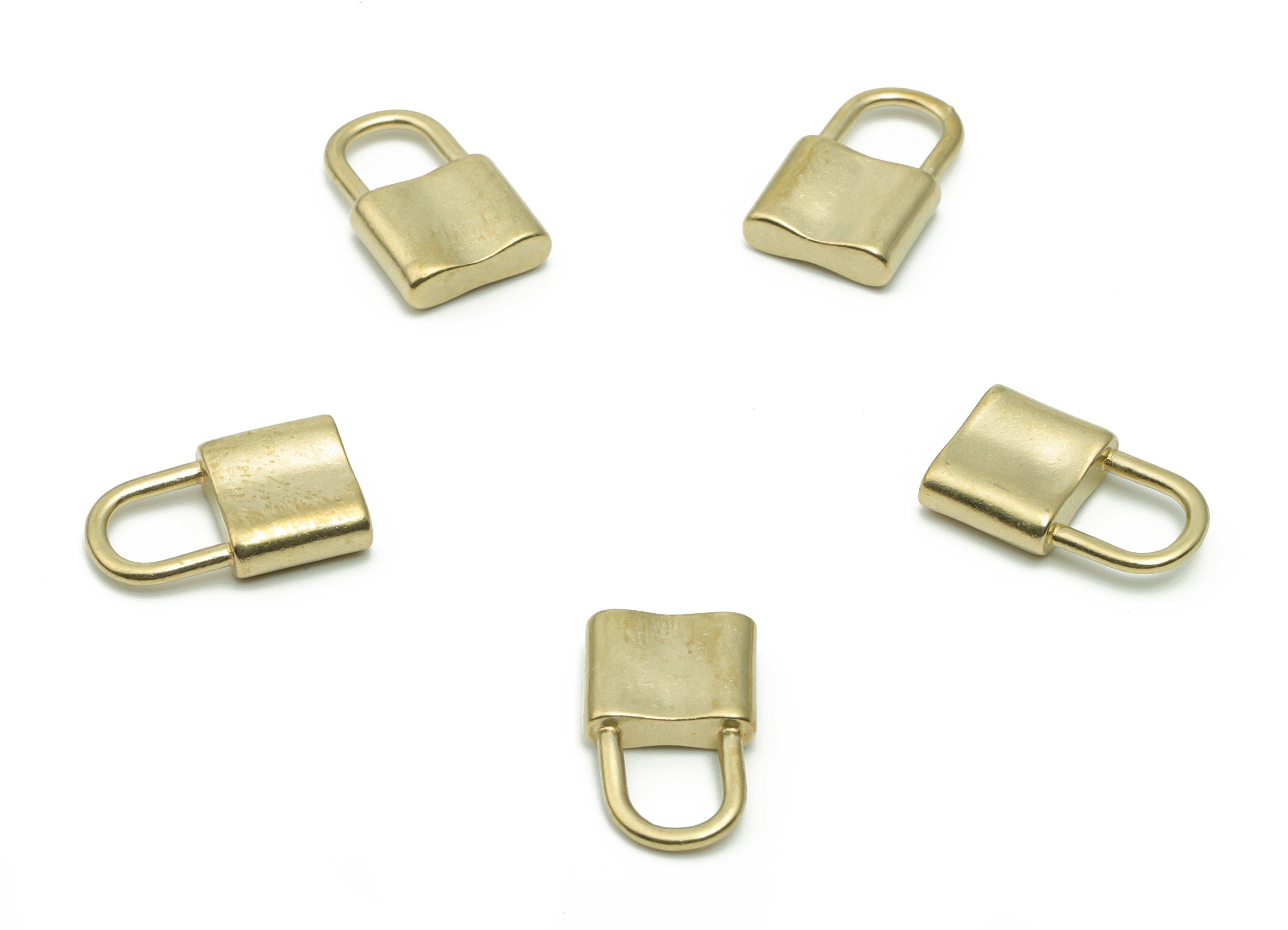 Brass Lock Earring Connector - Raw Brass Lock Charms and Pendant - DIY Jewelry Making Supplies - 16.97x14.37x3.01mm - PP5034 - DOMEDBAZAAR