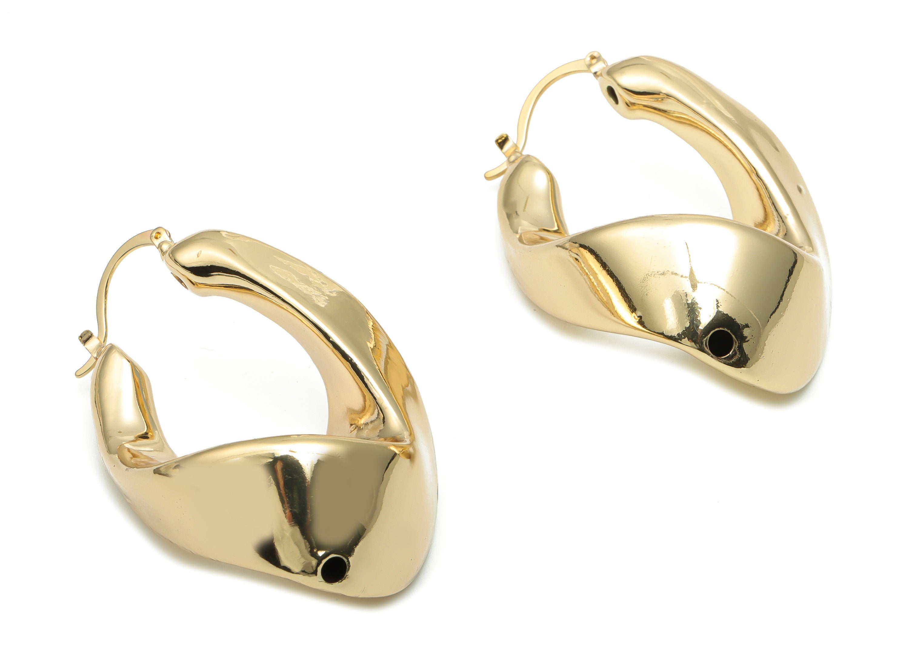 Brass Oval Wave Earring Claps - Gold Oval Wave Claps - Gold Tone Plated Brass Claps - Jewelry Making Supplies - 53.61x3.94x15.92mm - PP5077G - DOMEDBAZAAR