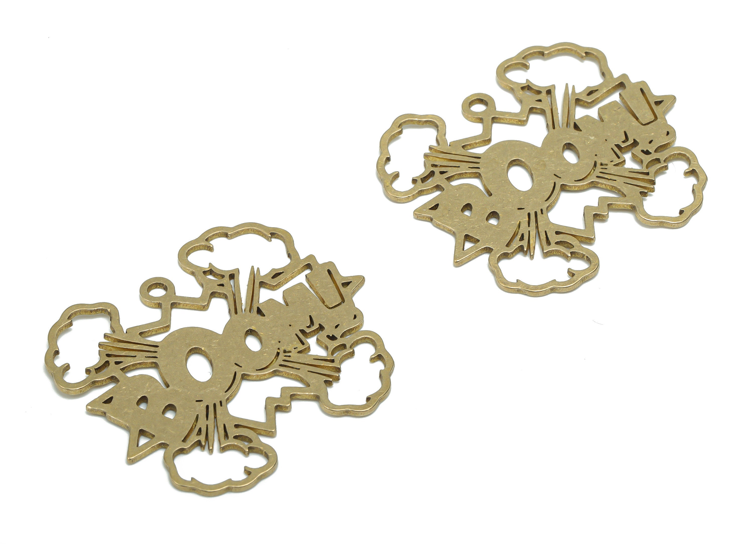 Brass BOOM！Earring Charms - Raw Brass Could Pendant - Jewelry Making Supplies - 35.4x31.33x0.92mm  - PPA1380 - DOMEDBAZAAR
