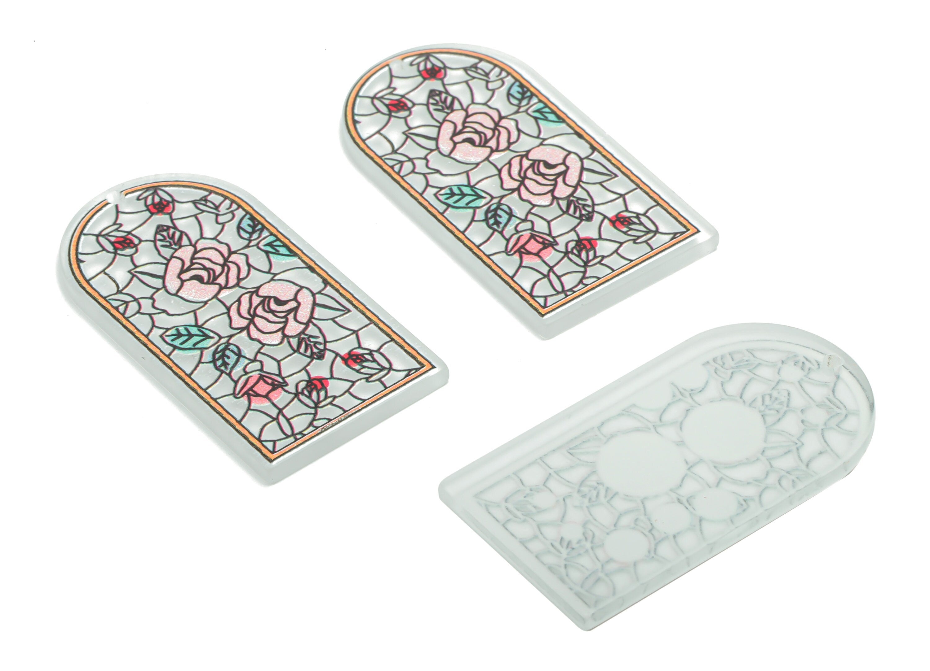 Acrylic Domed Rose Flower Earring Charms - Acrylic D Flower Pendant - Jewelry Making Supplies - 39.25x20.96x2.28mm - AC2431A - DOMEDBAZAAR