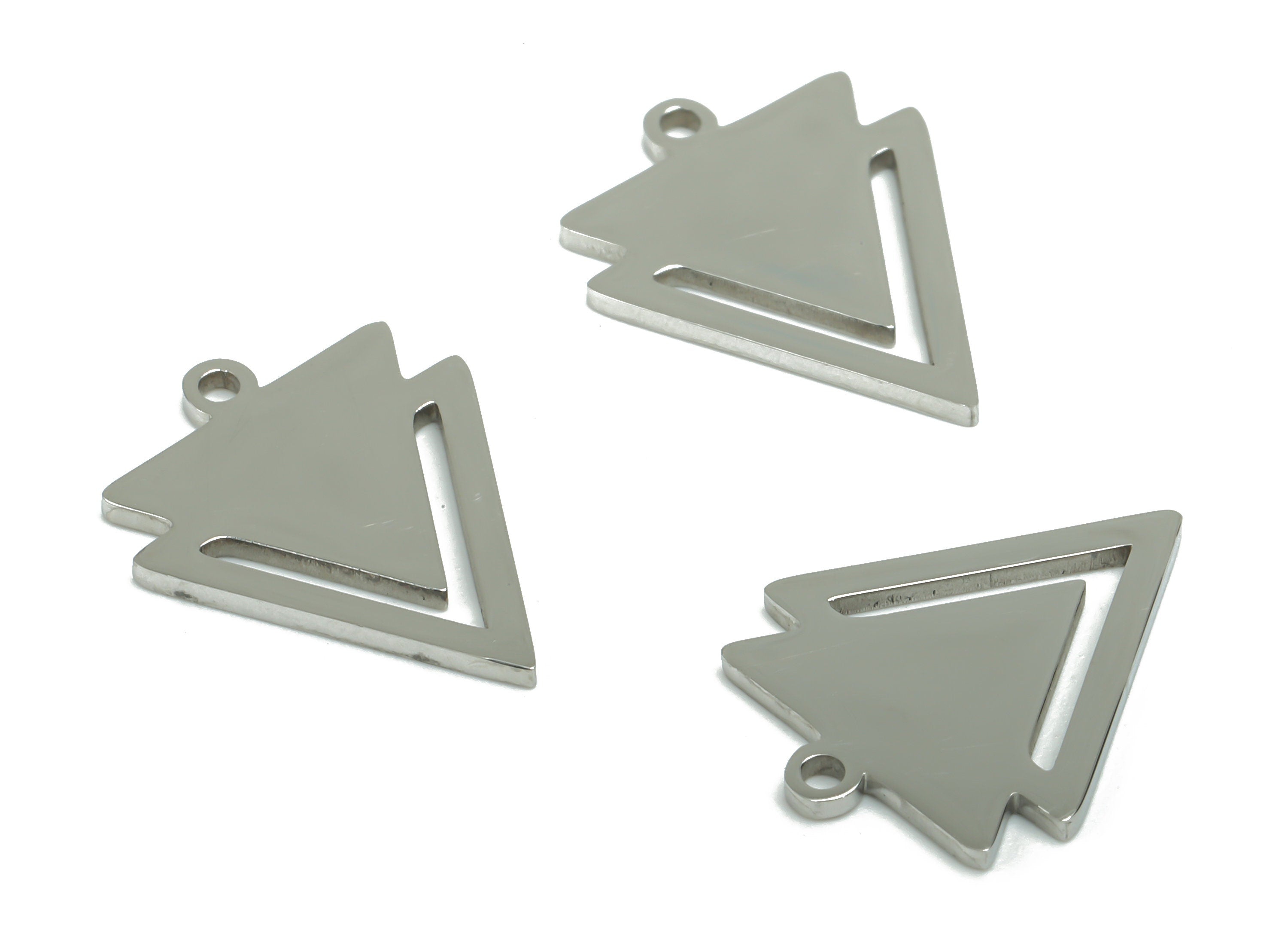 Stainless Steel Triangle Earring Charms - Stainless Steel Triangle Pendant - Jewelry Making Supplies - 15.57x12.4x0.85mm - SS1310 - DOMEDBAZAAR