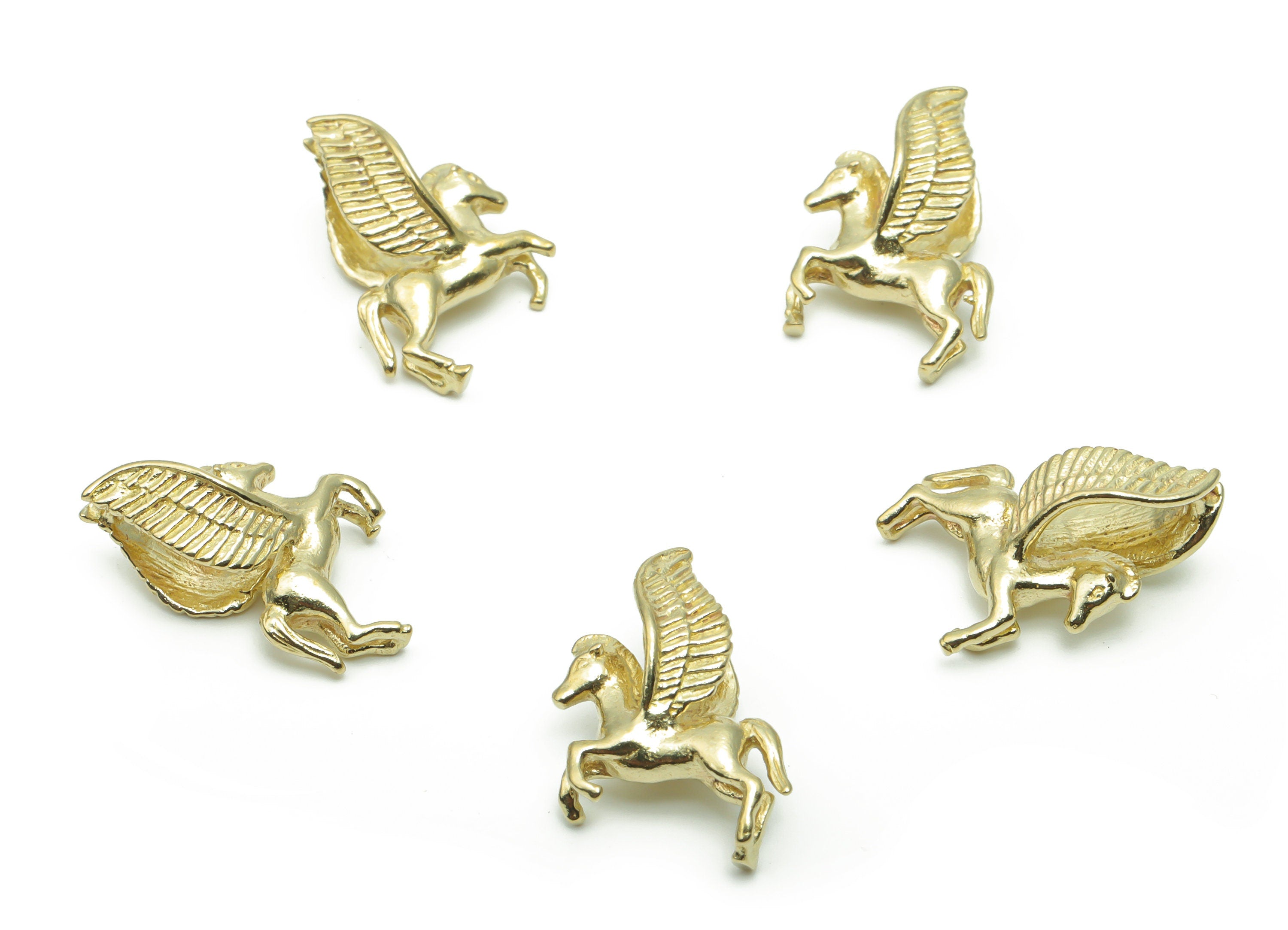 Brass Running Horse Earring Connector - Raw Brass Pegasus Wing Charms and Pendant - Jewelry Making Supplies - 17.74x14.78x3.24mm - PP5008 - DOMEDBAZAAR