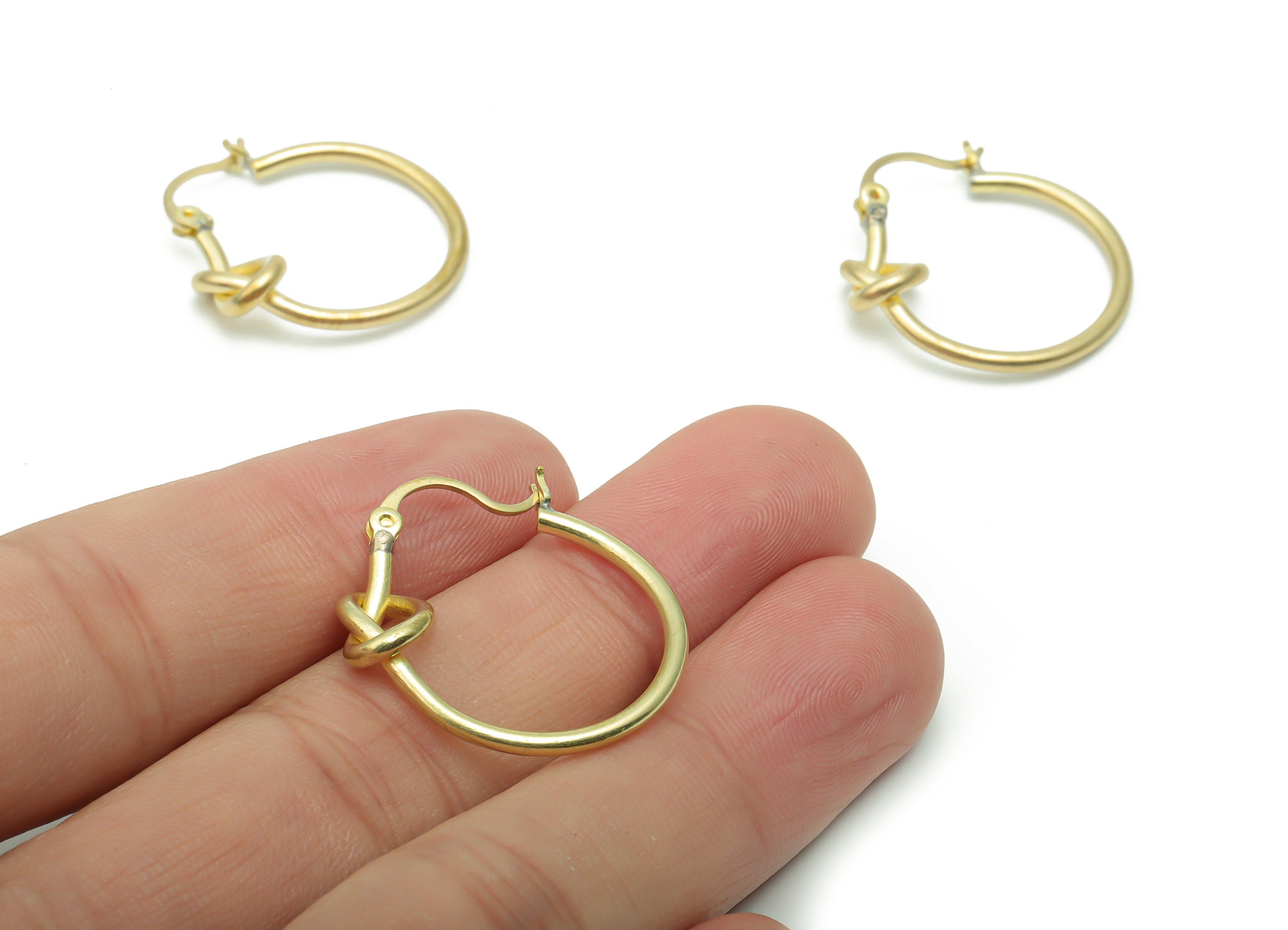 Brass Knot Round Clasp Earring Connector - Raw Brass Knot Circle Earring Charms - Jewelry Making Supplies - 25.95x24.18x1.76mm - PP5083 - DOMEDBAZAAR