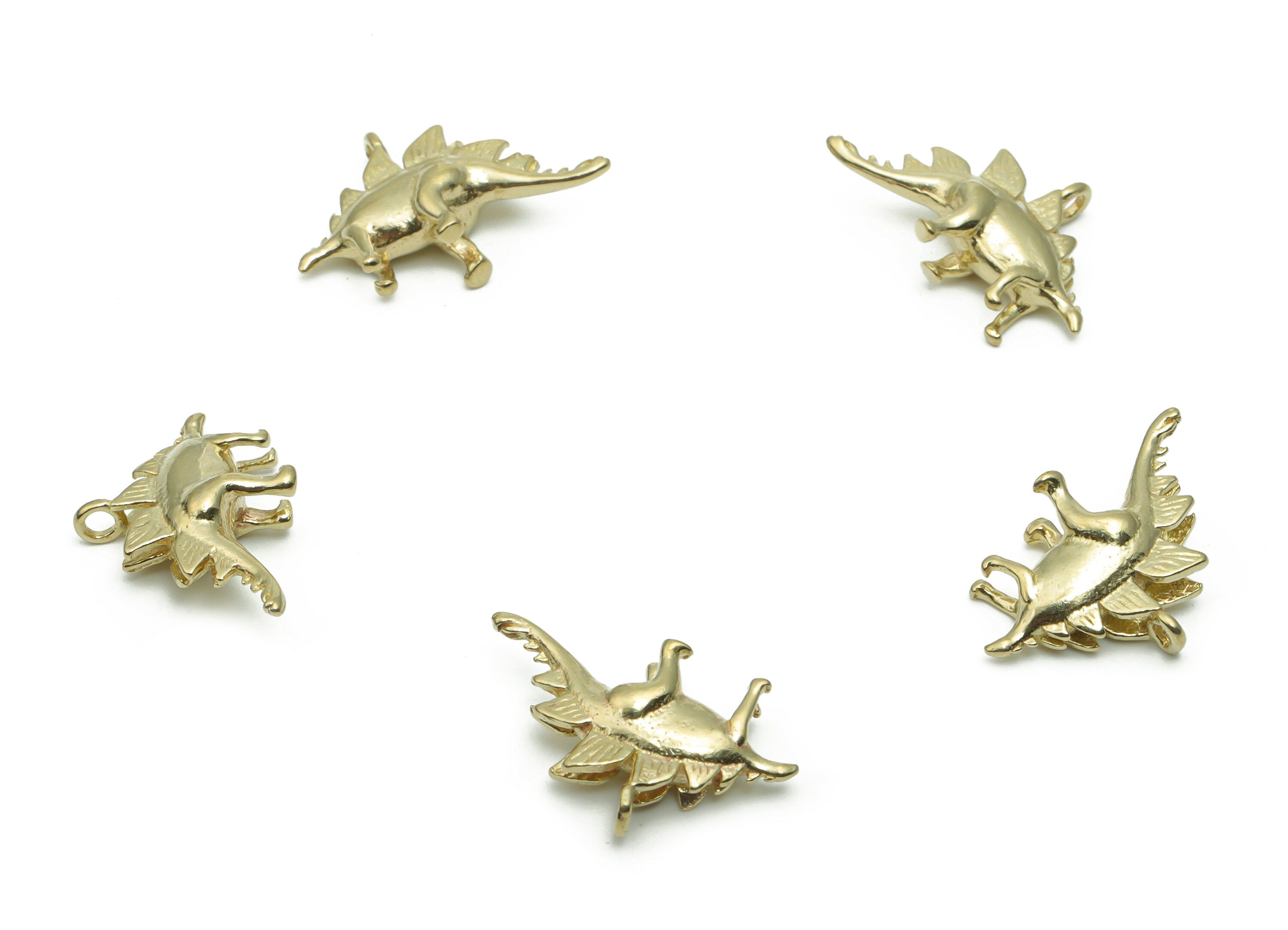 Brass Dinosaur Earring Charms - Raw Brass Dinosaur Pendant - DIY Jewelry Making Supplies - 17.15x11.11x4.13mm - PP5060 - DOMEDBAZAAR