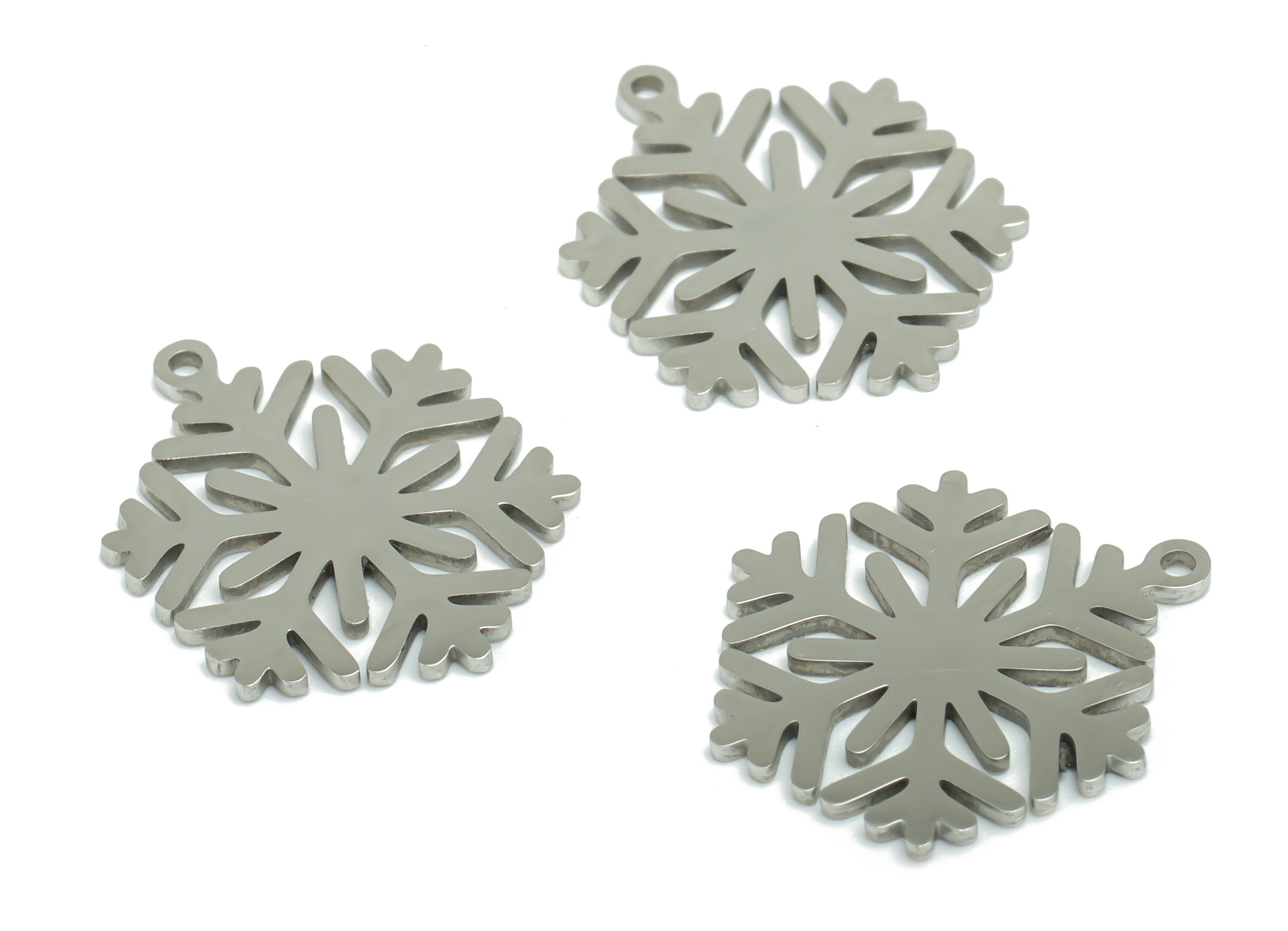 Stainless Steel Snowflake Earring Charms - Stainless Steel Snowflake Pendant - Jewelry Making Supplies - 19.88x15.72x0.95mm - SSZS0031 - DOMEDBAZAAR