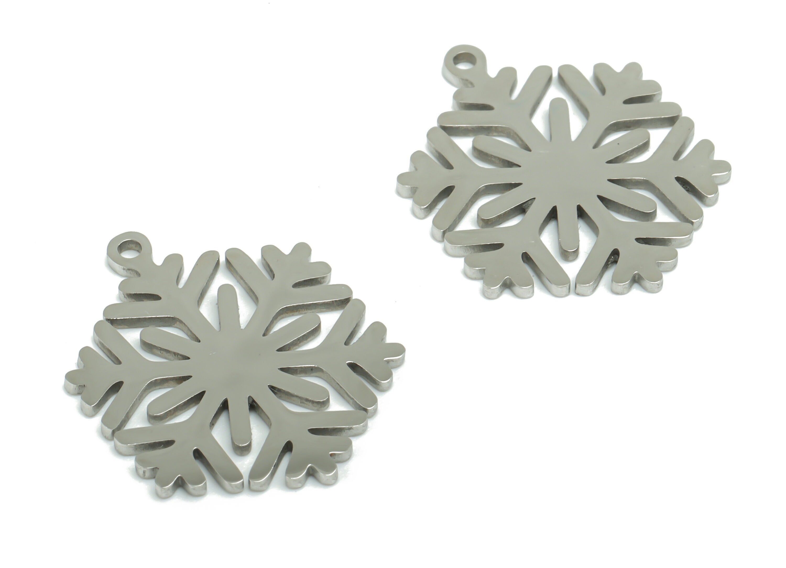 Stainless Steel Snowflake Earring Charms - Stainless Steel Snowflake Pendant - Jewelry Making Supplies - 19.88x15.72x0.95mm - SSZS0031 - DOMEDBAZAAR