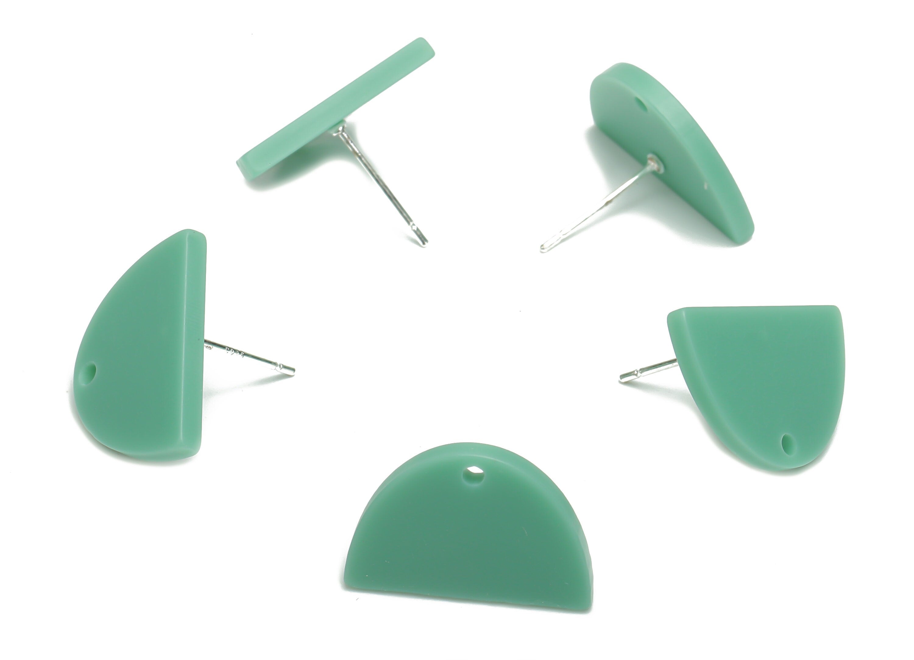 Acrylic Domed Earring Stud – Matte Acrylic D Earring Post - Silver Plated Cupronickel Stud - Jewelry Supplies - 16.61x16.51x2.12mm - AC2427C - DOMEDBAZAAR