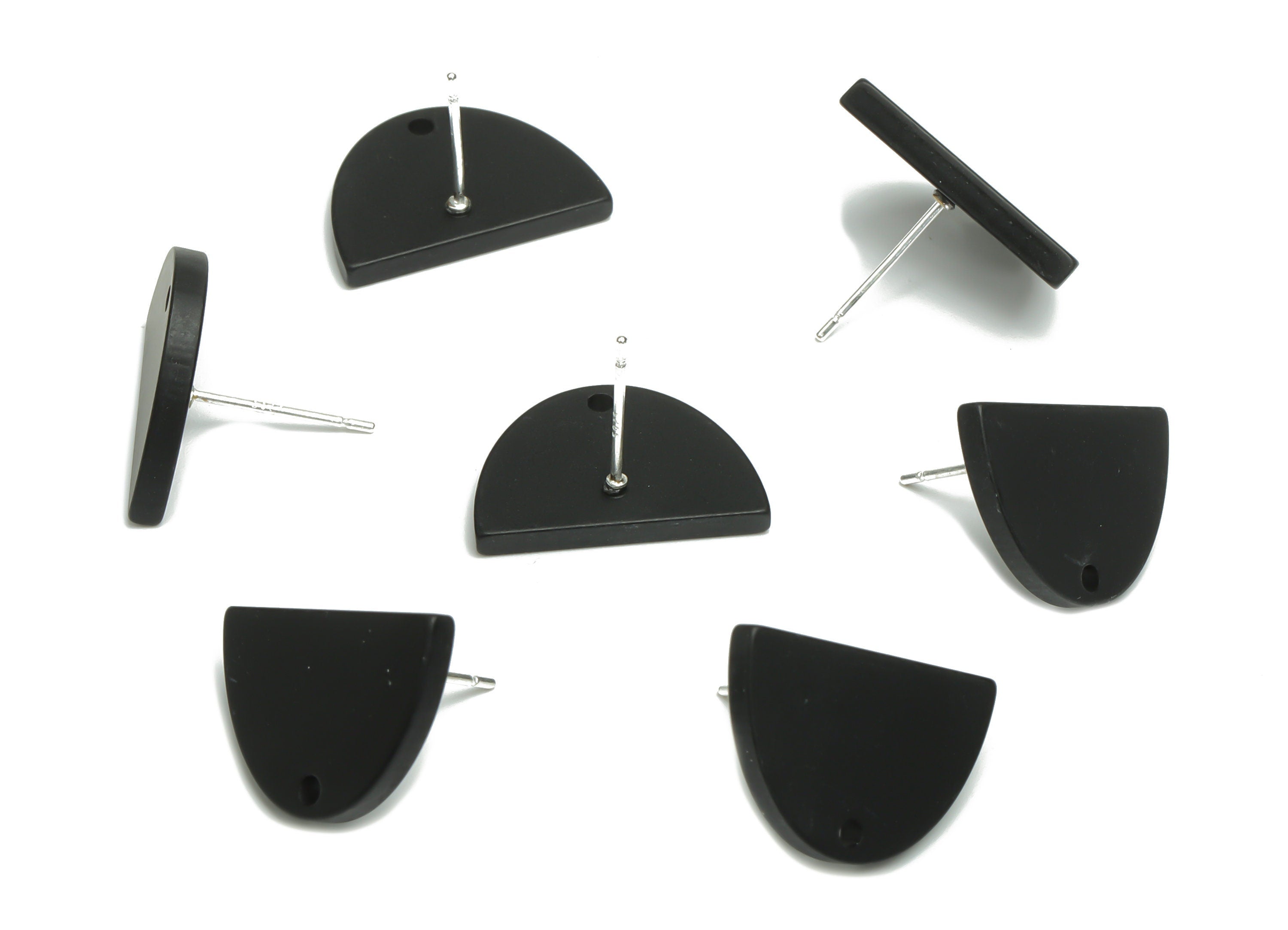 Acrylic Domed Earring Stud – Matte Acrylic D Earring Post - Silver Plated Cupronickel Stud - Jewelry Supplies - 16.61x16.51x2.12mm - AC2427D - DOMEDBAZAAR