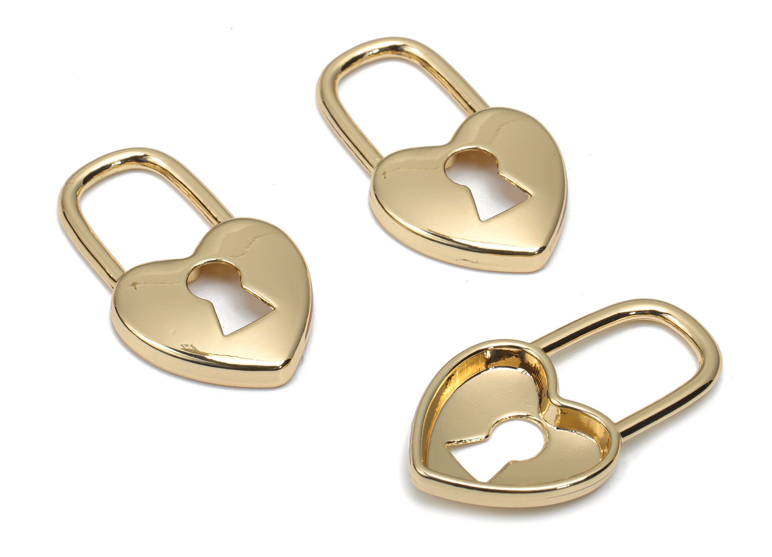 Zinc Alloy Heart Lock Earring Charms - Alloy Lock Pendant - Gold Tone Plated Alloy - Jewelry Making Supplies - 26.69x15.41x1.57mm - ZZ1992 - DOMEDBAZAAR