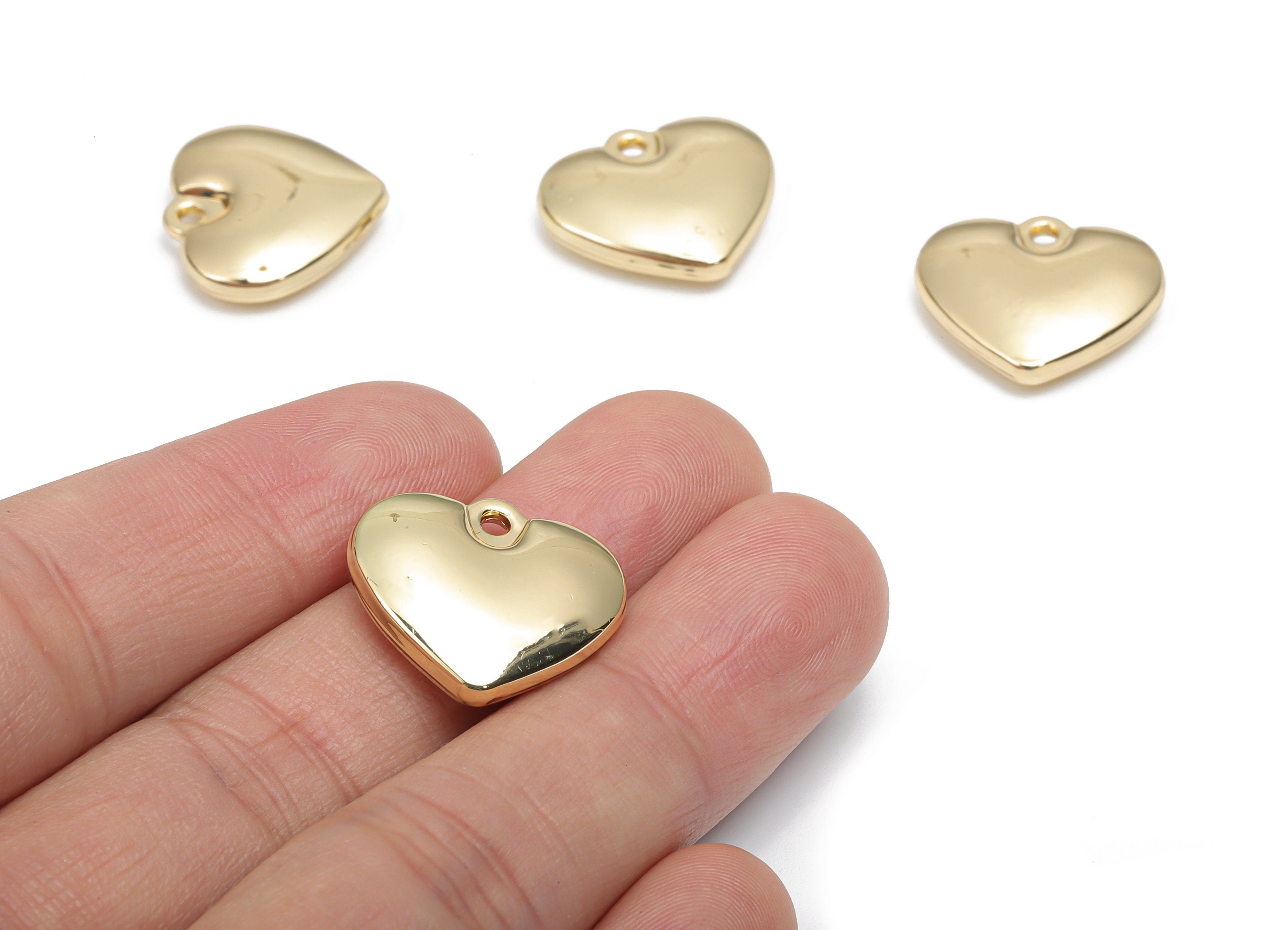 Zinc Alloy Heart Earring Charms - Alloy Heart Pendant - Gold Tone Plated Alloy - Jewelry Making Supplies - 20.3x18.65x5.11mm - ZZ1993 - DOMEDBAZAAR