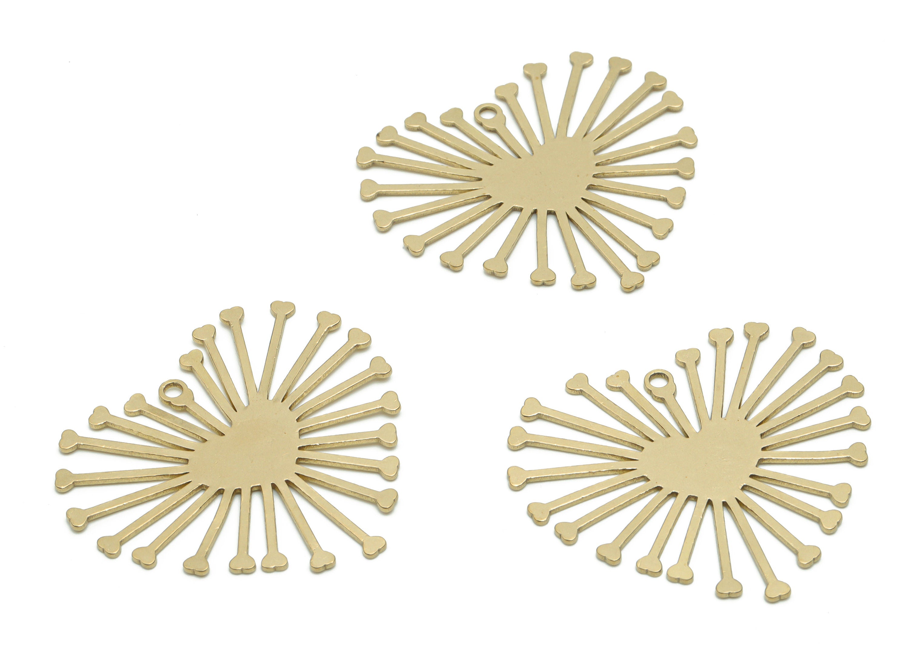 Brass Sun Heart Earring Charms - Raw Brass Sun Heart Pendant - DIY Jewelry Making Supplies - 40.09x36.16x0.5mm - PPA0015 - DOMEDBAZAAR
