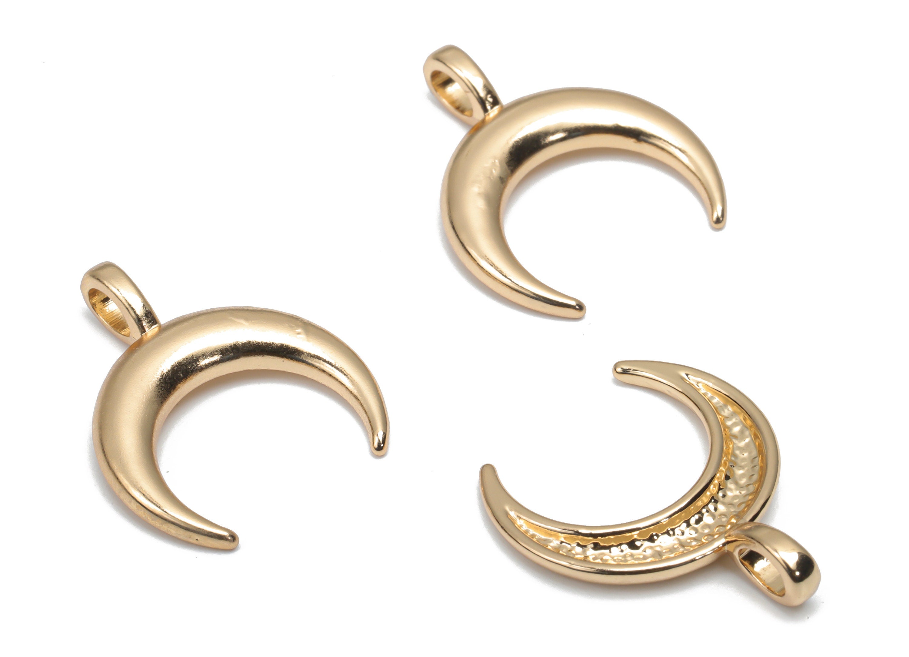 Alloy Crescent Earring Charms - Alloy Moon Pendant - Gold Tone Plated Alloy - Jewelry Making Supplies - 20.53x16.93x2.26mm - ZZ2009 - DOMEDBAZAAR