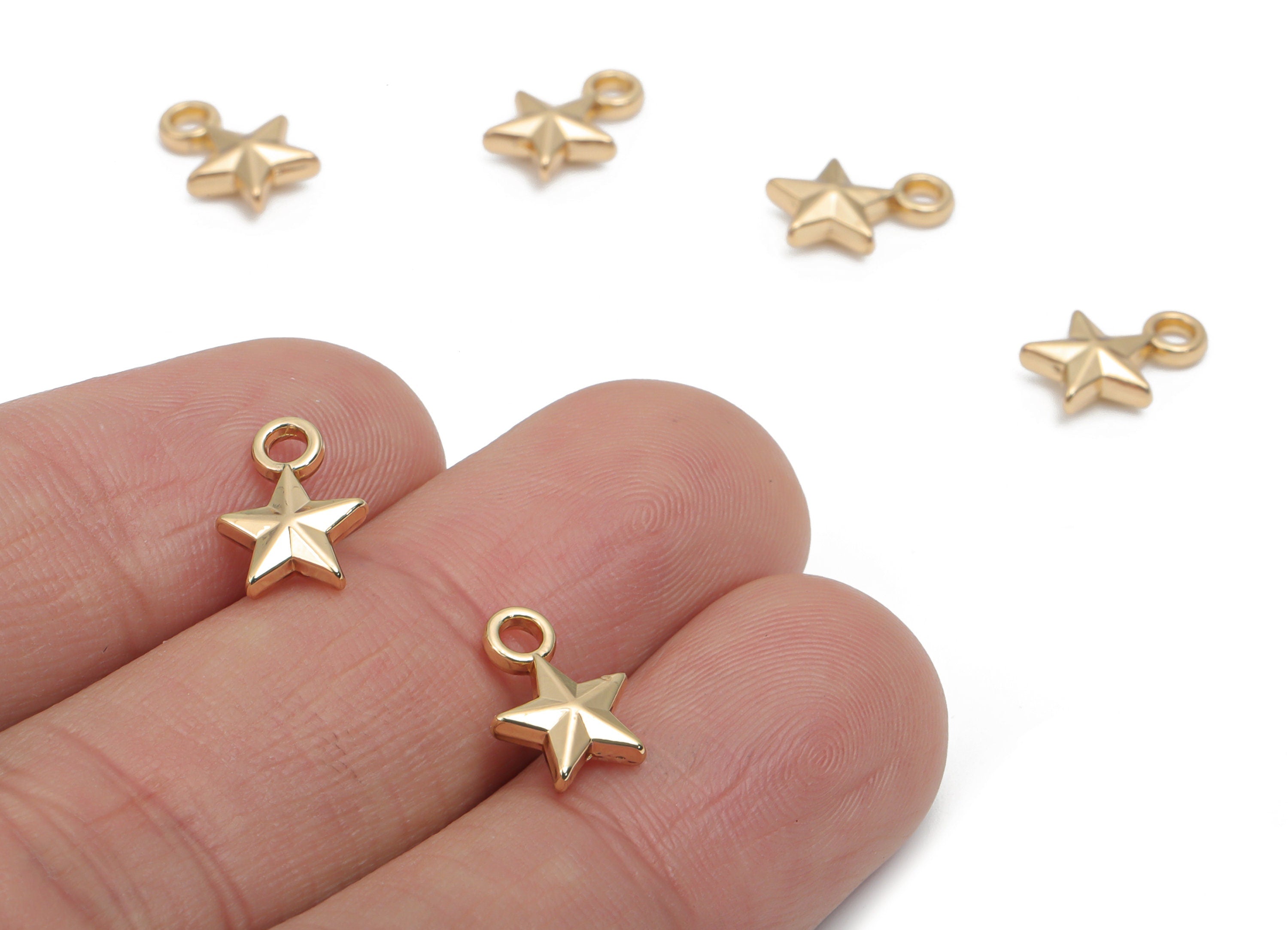 Alloy Star Earring Charms - Alloy Star Pendant - Gold Tone Plated Alloy - Jewelry Making Supplies - 10.96x7.72x3.05mm - ZZ2027 - DOMEDBAZAAR
