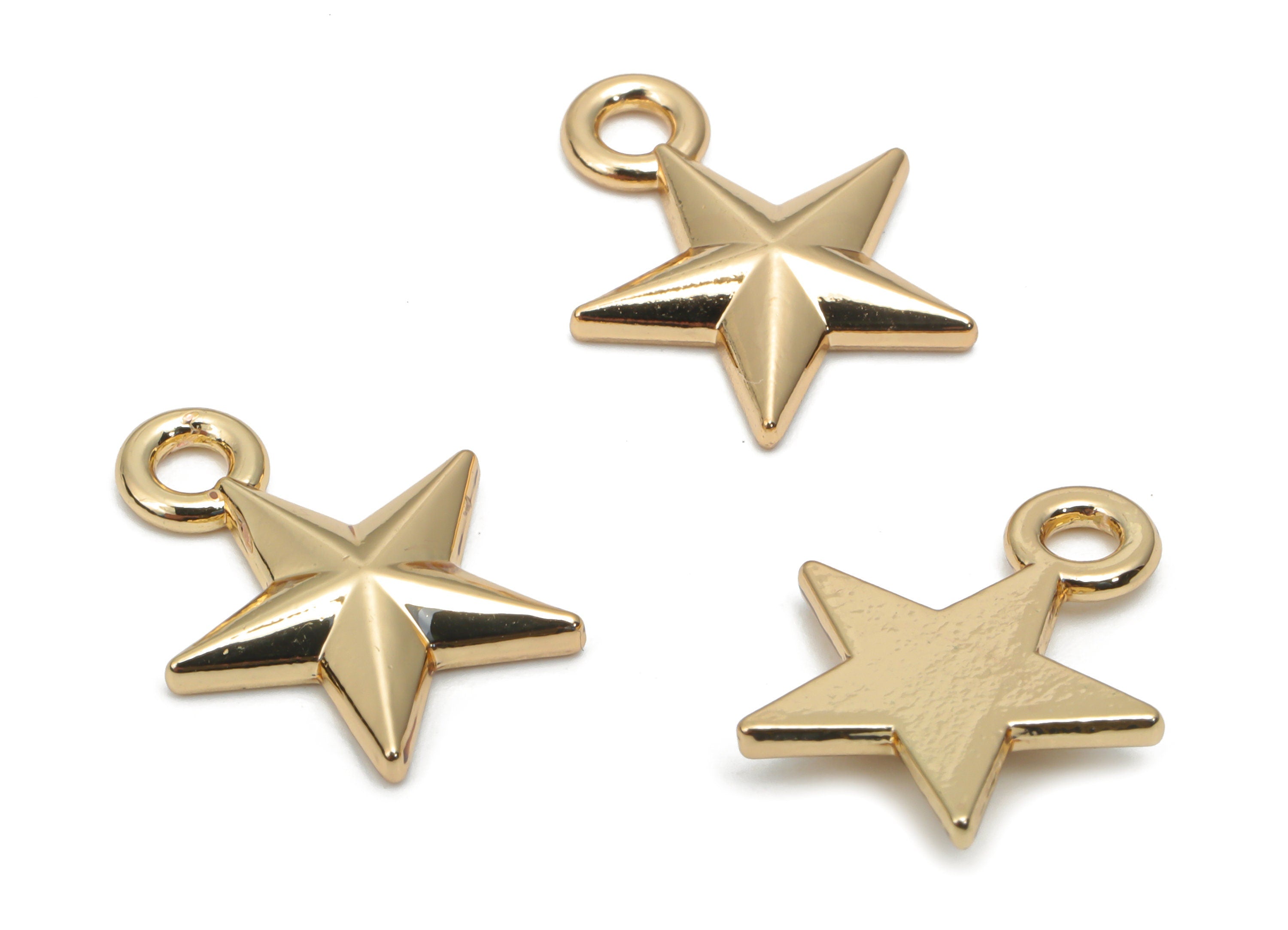 Alloy Star Earring Charms - Alloy Star Pendant - Gold Tone Plated Alloy - Jewelry Making Supplies - 16.52x13.55x2.52mm - ZZ2021 - DOMEDBAZAAR